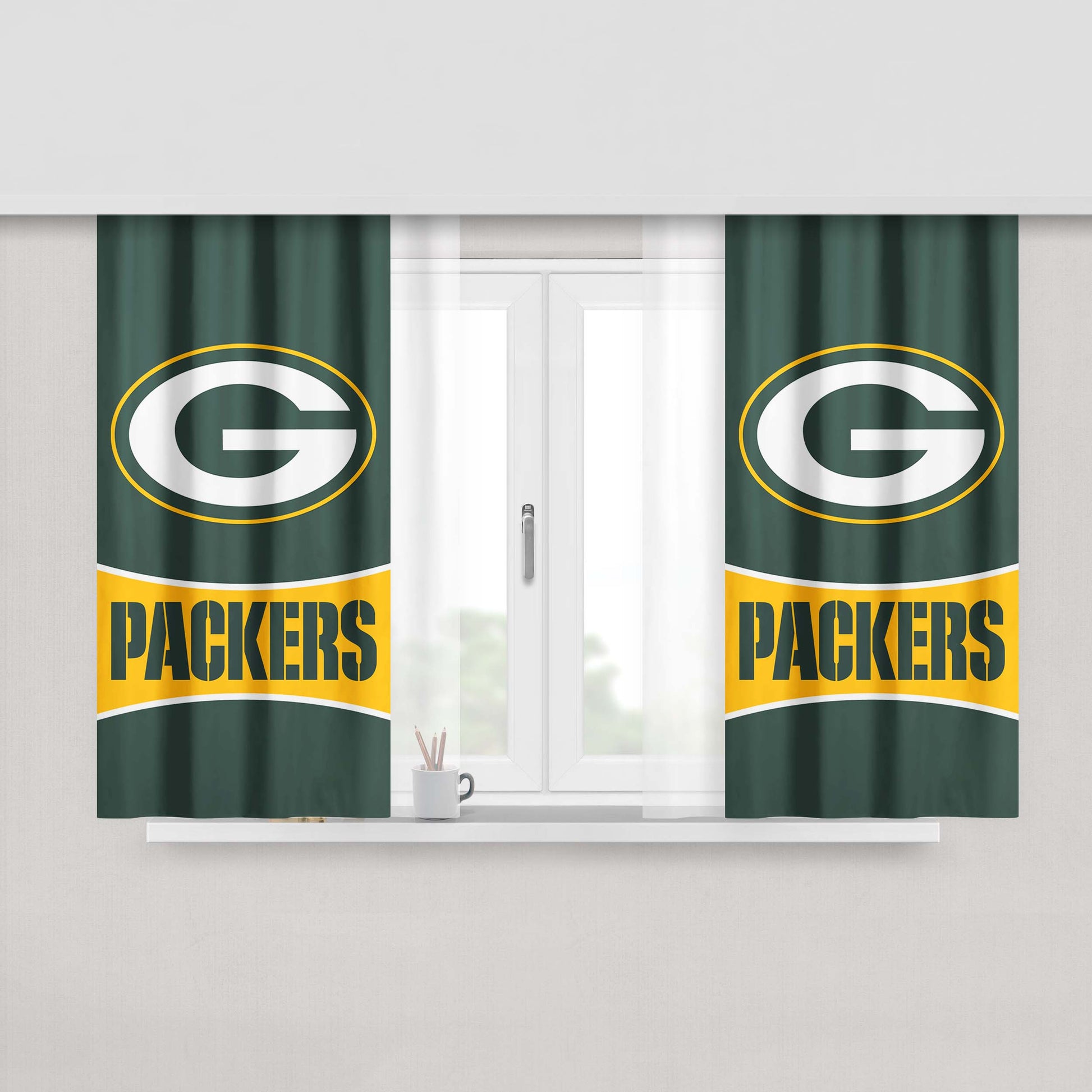 Green Bay Packers Wallpaper Peach Skin Window Curtains
