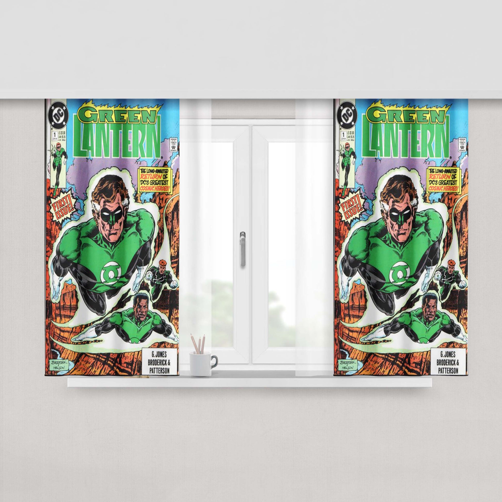 Green Lantern Hal Jordan 2 Peach Skin Window Curtains