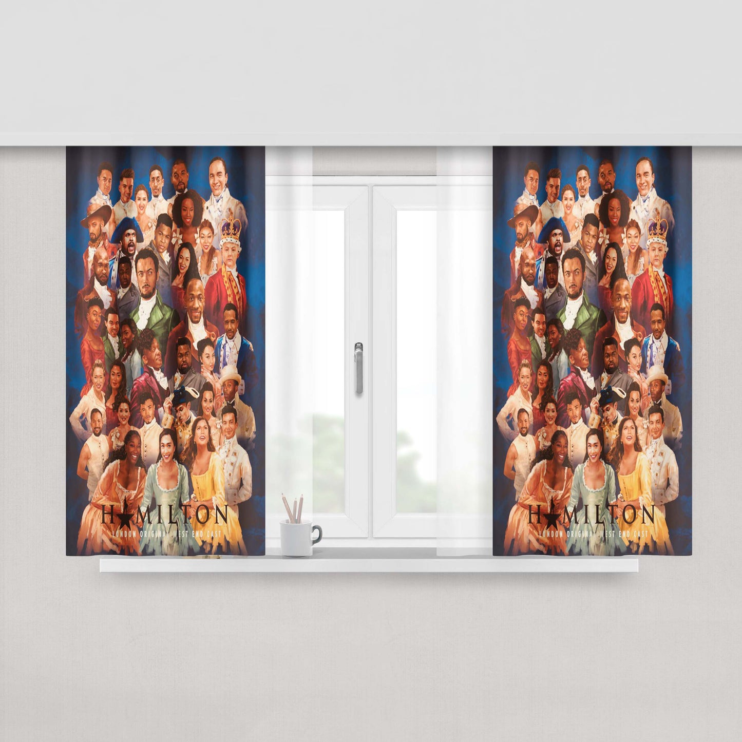 Hamilton American Musical Characters Group Peach Skin Window Curtains
