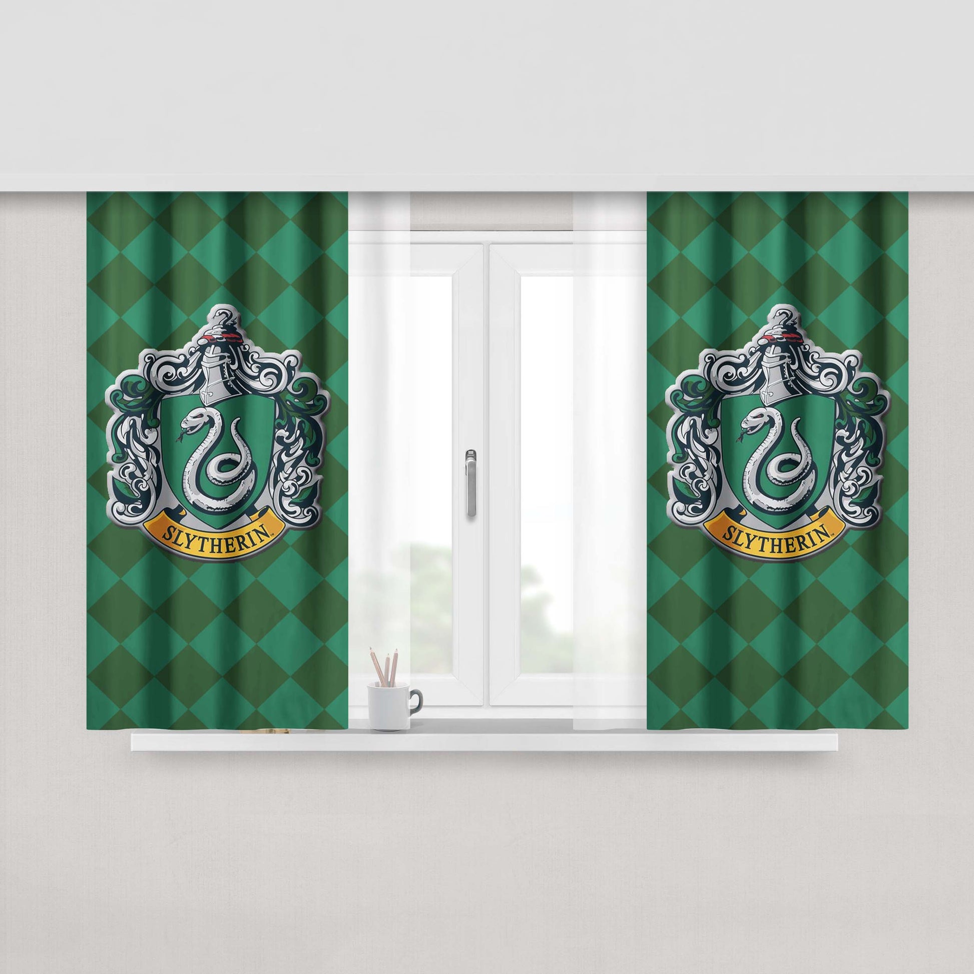 Hoghwart School - Slytherin Peach Skin Window Curtains