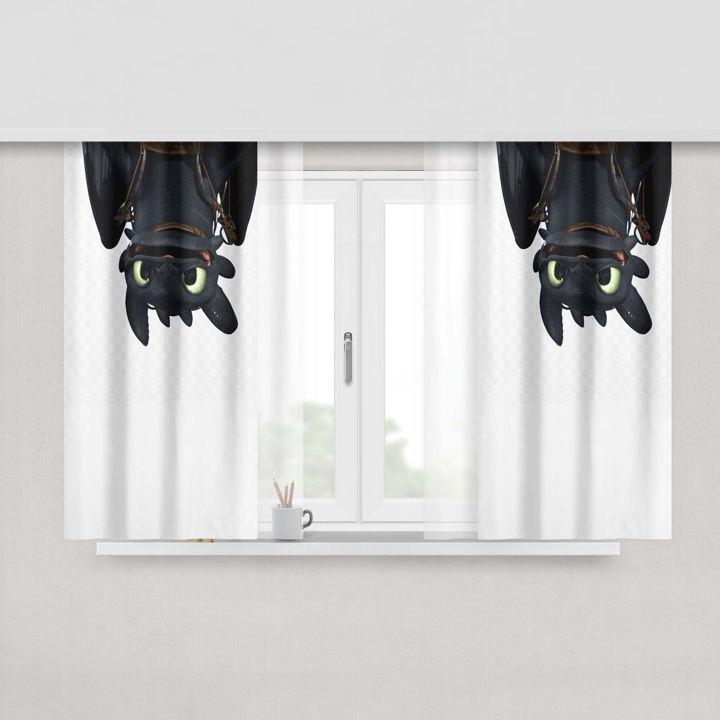 How To Train Your Dragon Toothless Dragon Upside Down Peach Skin Window Curtains
