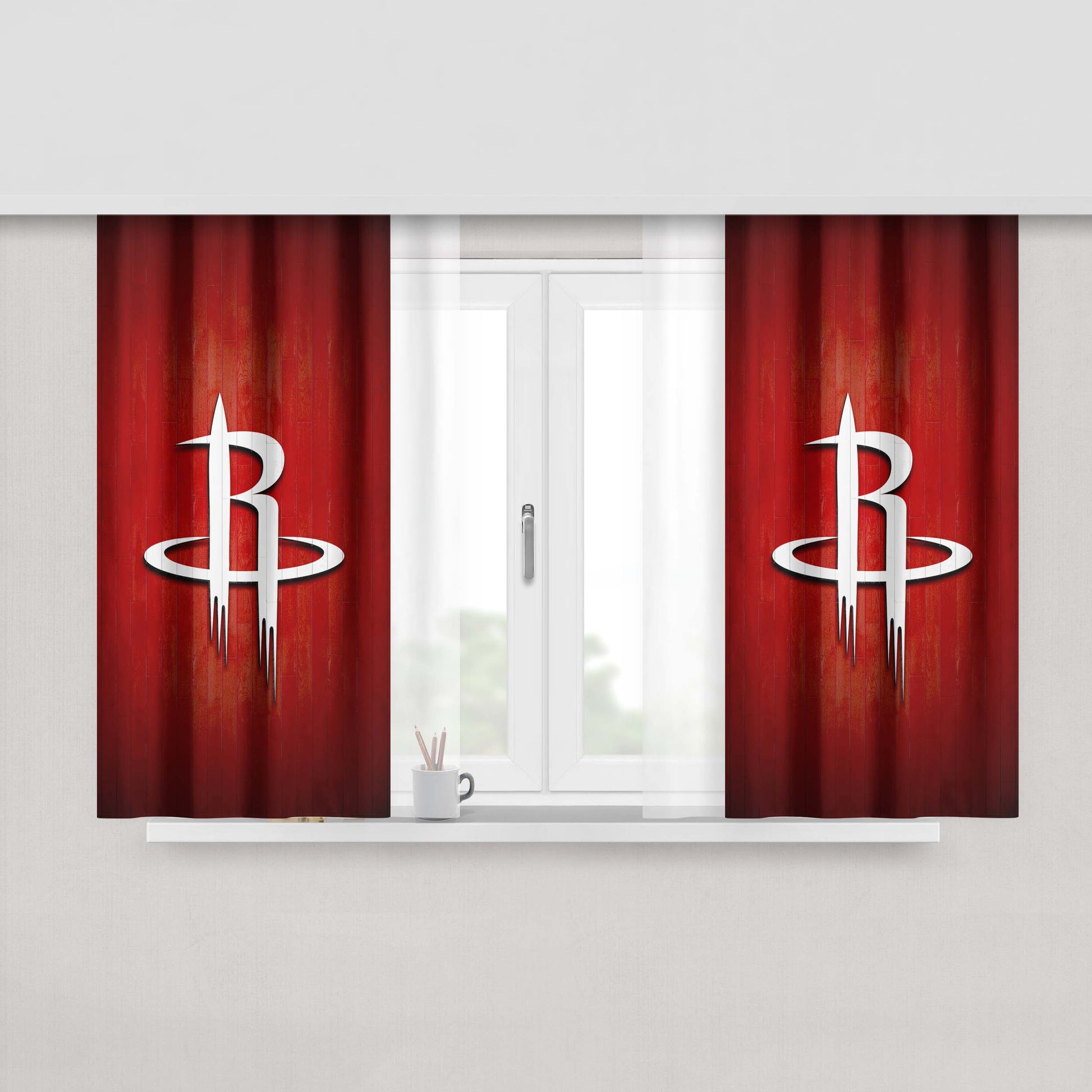 Huston Rockets Hardwood Peach Skin Window Curtains