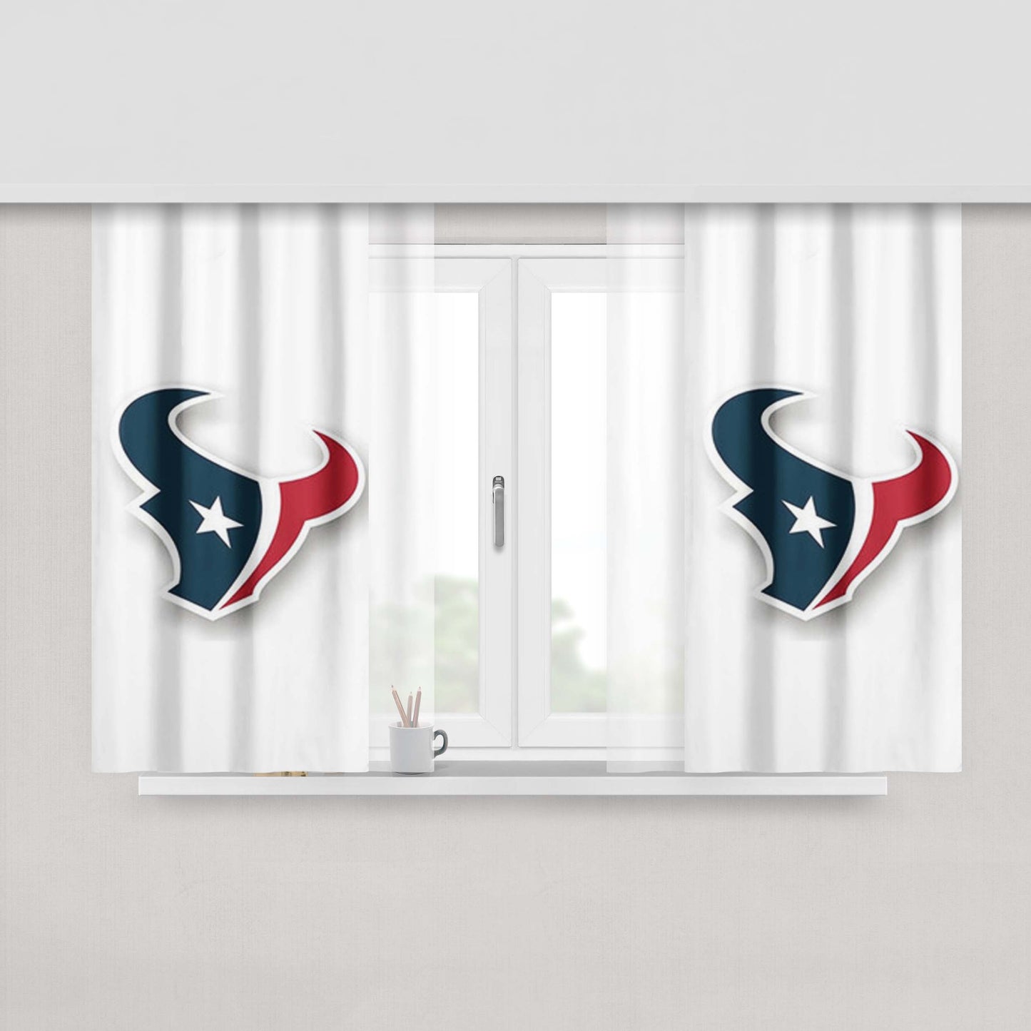 Huston Texans Logo Peach Skin Window Curtains