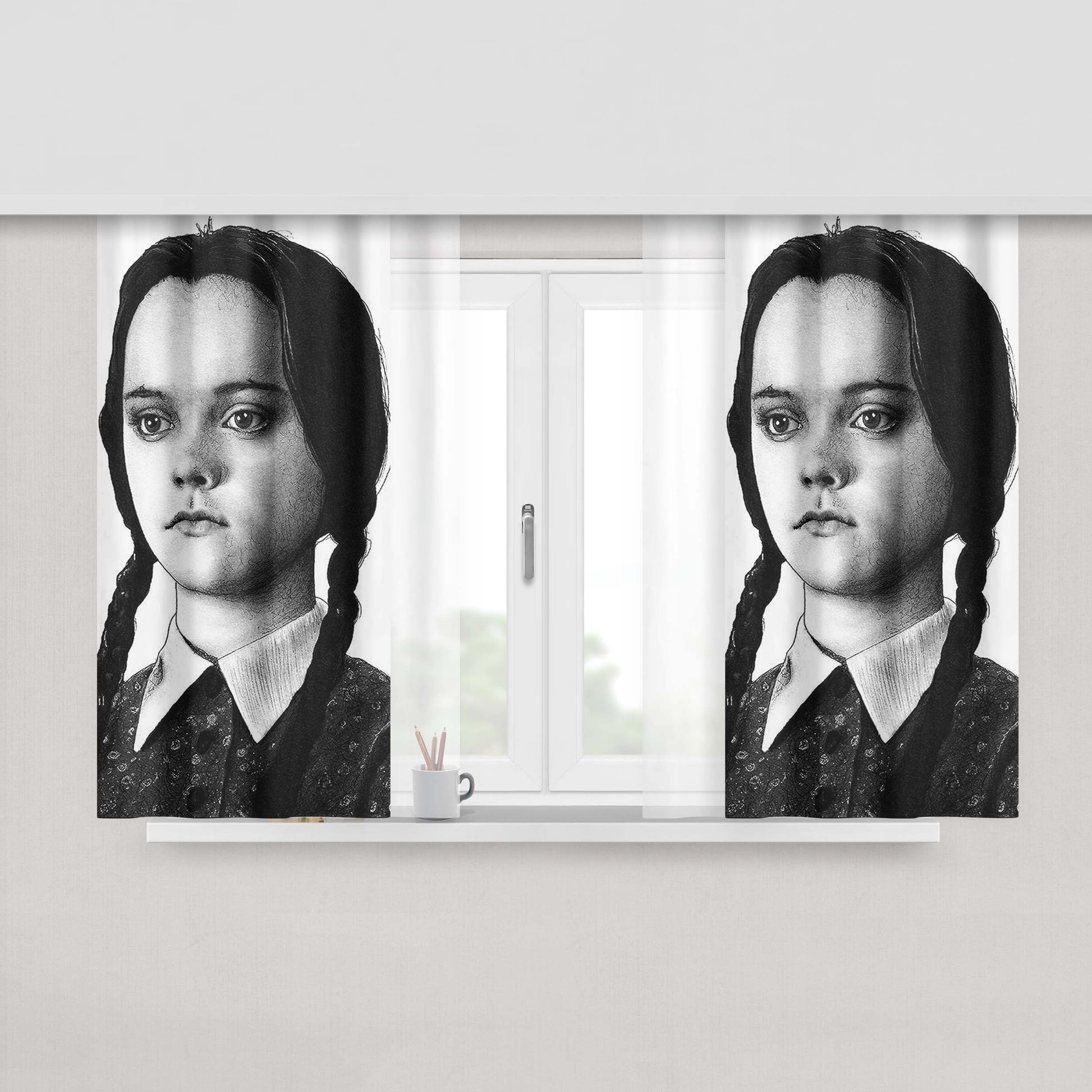 I Hate Everything Wednesday Addams Peach Skin Window Curtains
