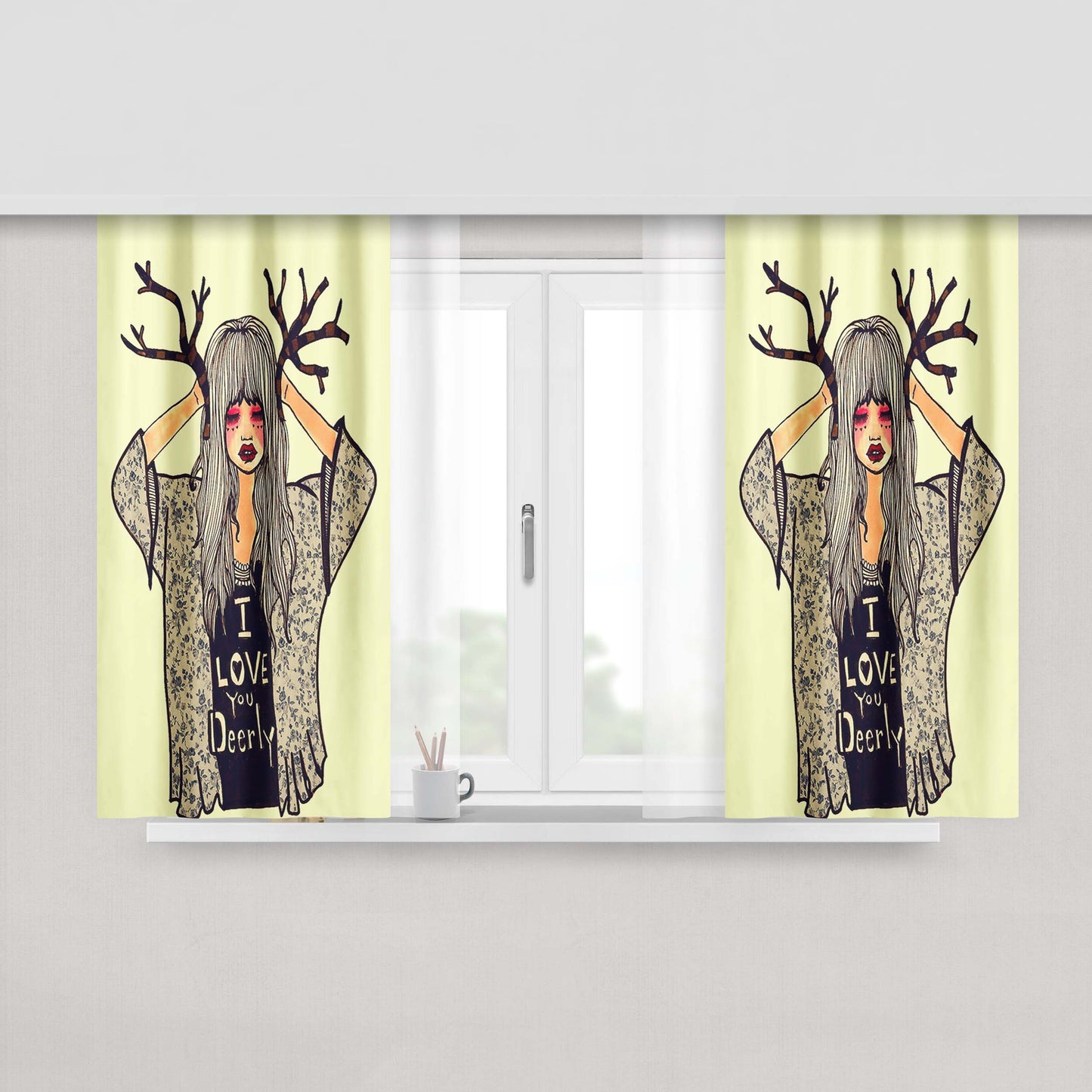 I Love The Simpsons Family Collage Peach Skin Window Curtains