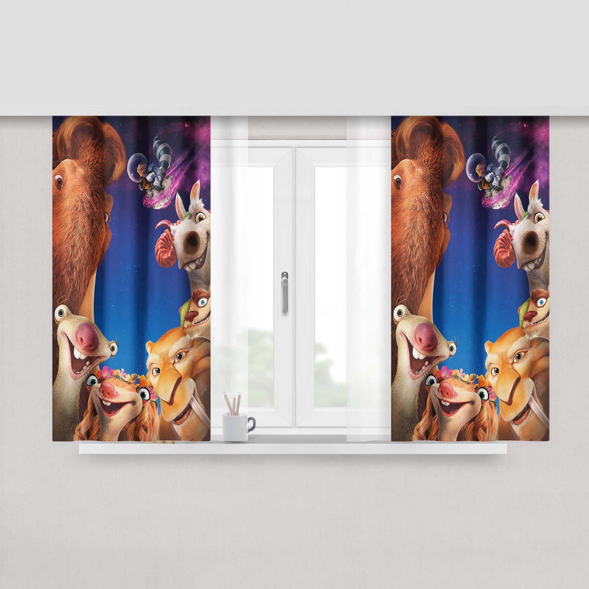 Ice Age A Mammoth Christmas Scrat Peach Skin Window Curtains