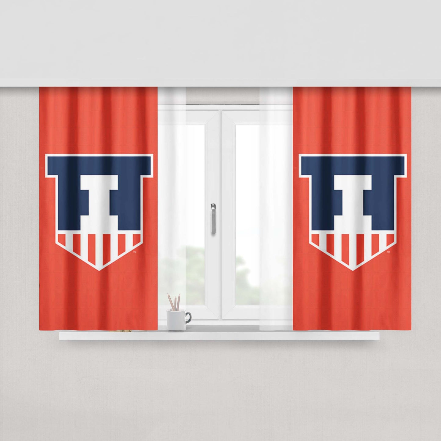 Illinois Orange Peach Skin Window Curtains