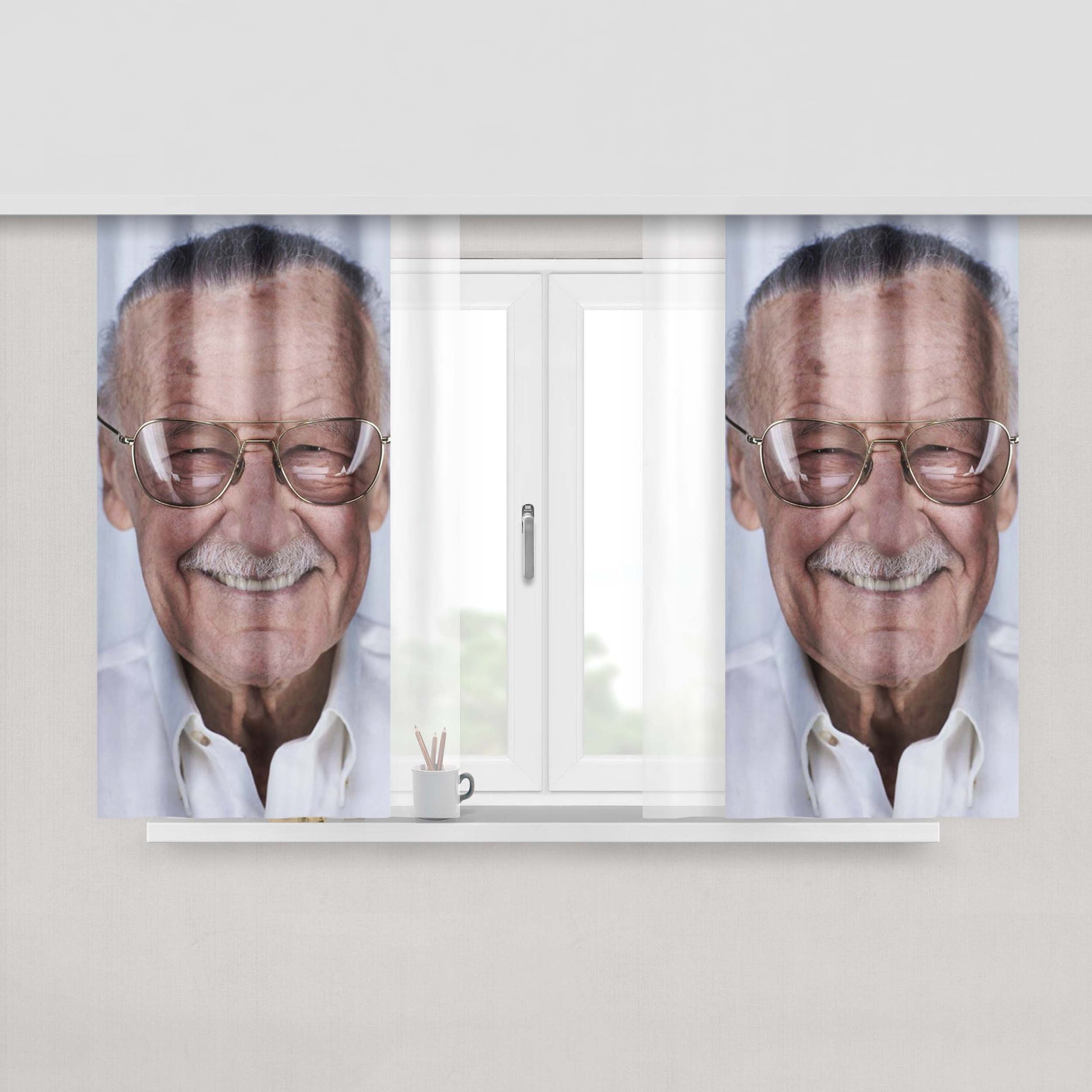 In Memoriam Stan Lee Marvel Peach Skin Window Curtains