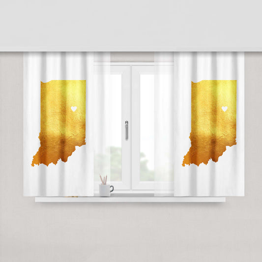 Indiana Golden State Map Peach Skin Window Curtains