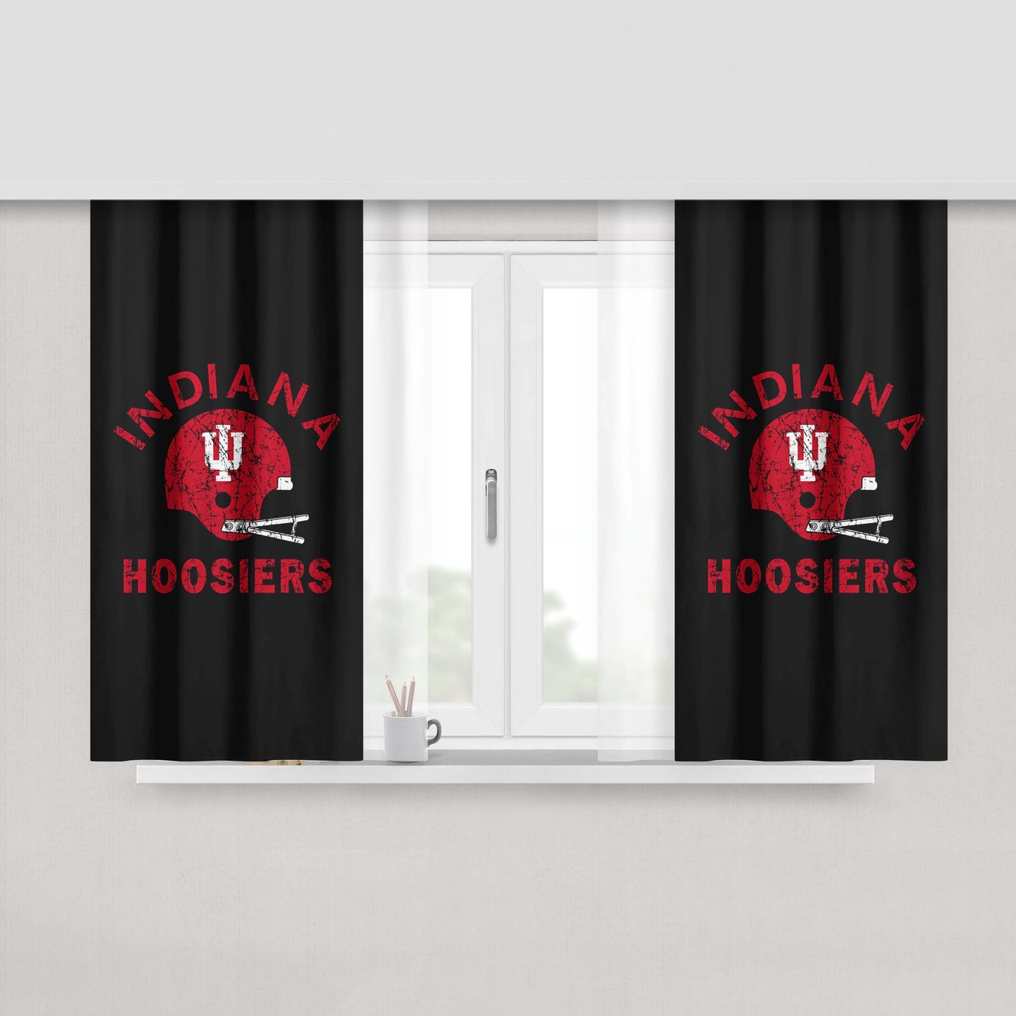 Indiana Hoosiers Helmet Peach Skin Window Curtains