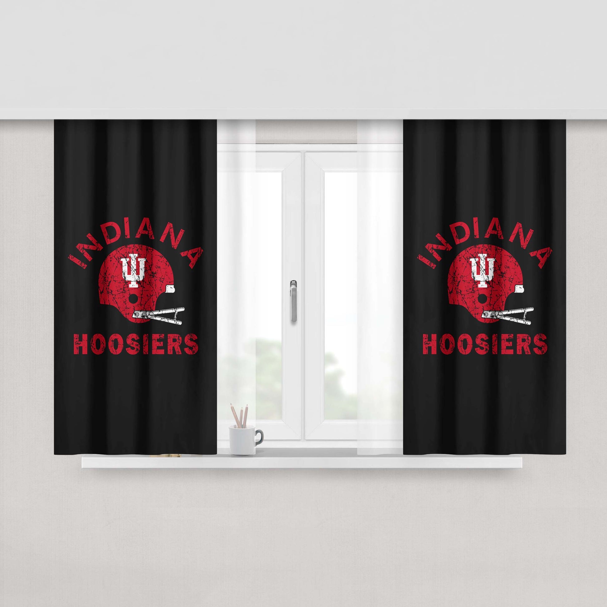 Indiana Hoosiers Helmet Peach Skin Window Curtains