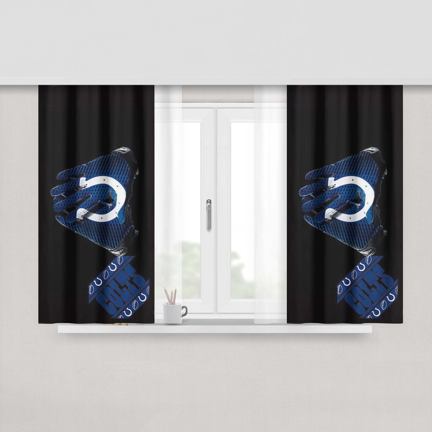 Indianapolis Colts Asphalt Peach Skin Window Curtains