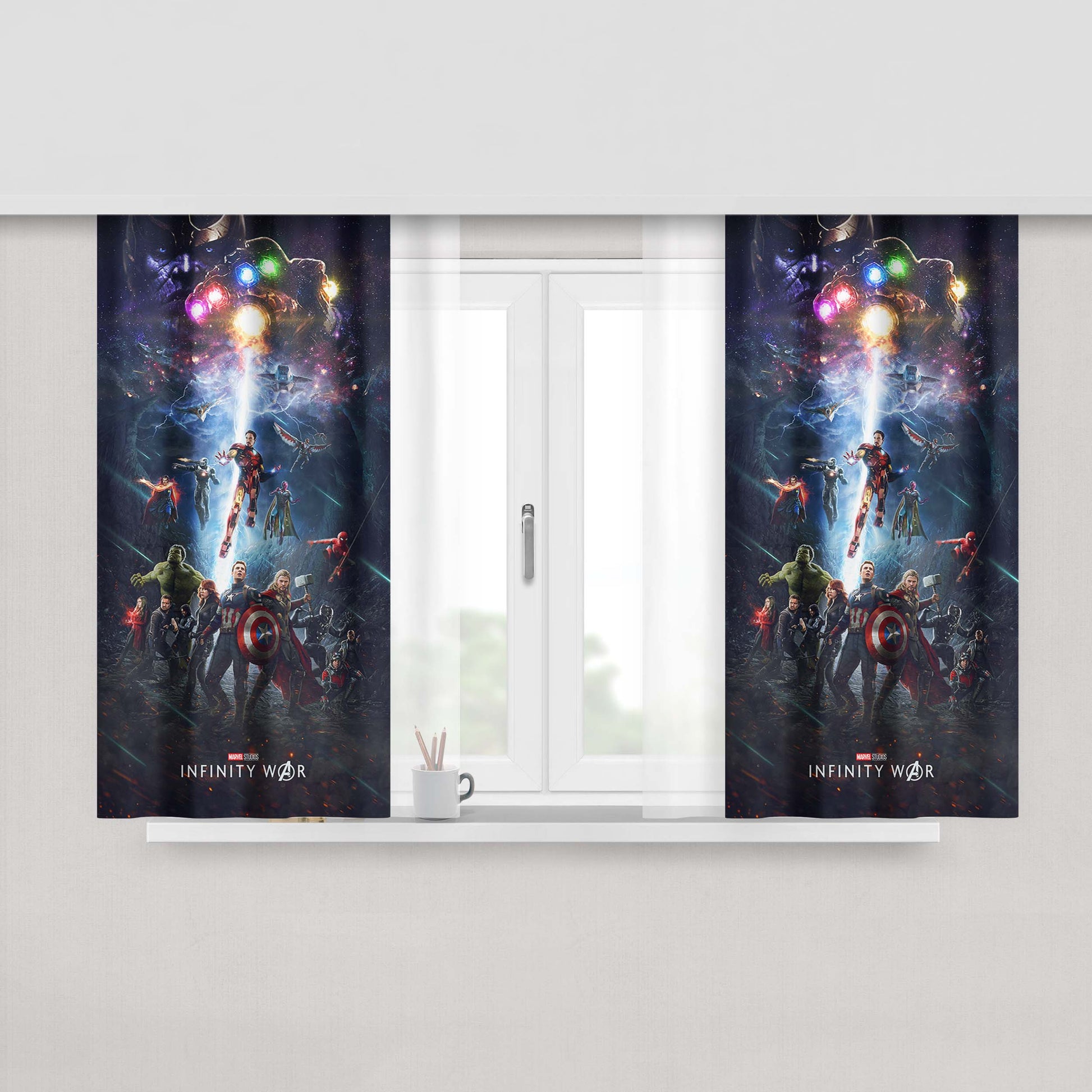 Infinity Wars Poster Art Peach Skin Window Curtains