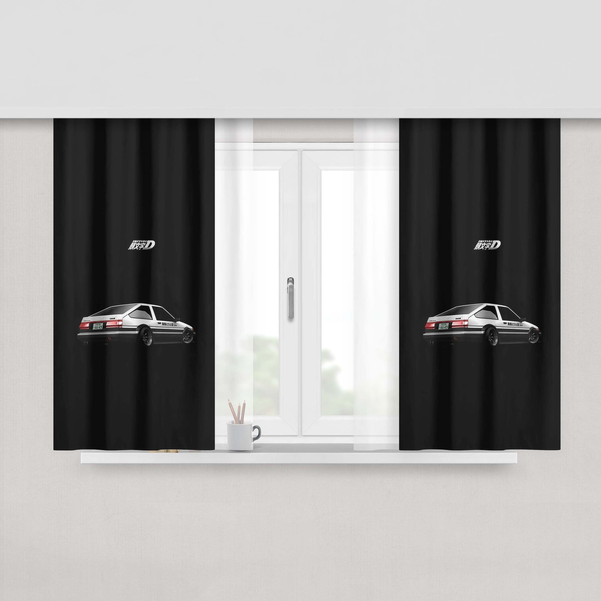 Initial D Black Wallpaper Peach Skin Window Curtains