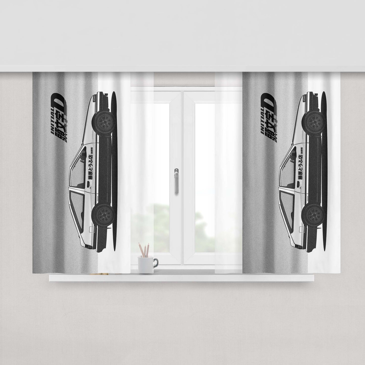 Initial D Car Ae86 Trueno Art Peach Skin Window Curtains