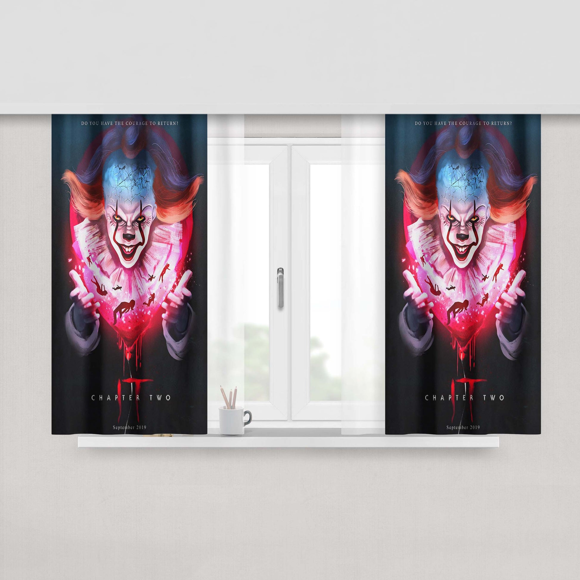It Chapter Two Balloon Poster Peach Skin Window Curtains