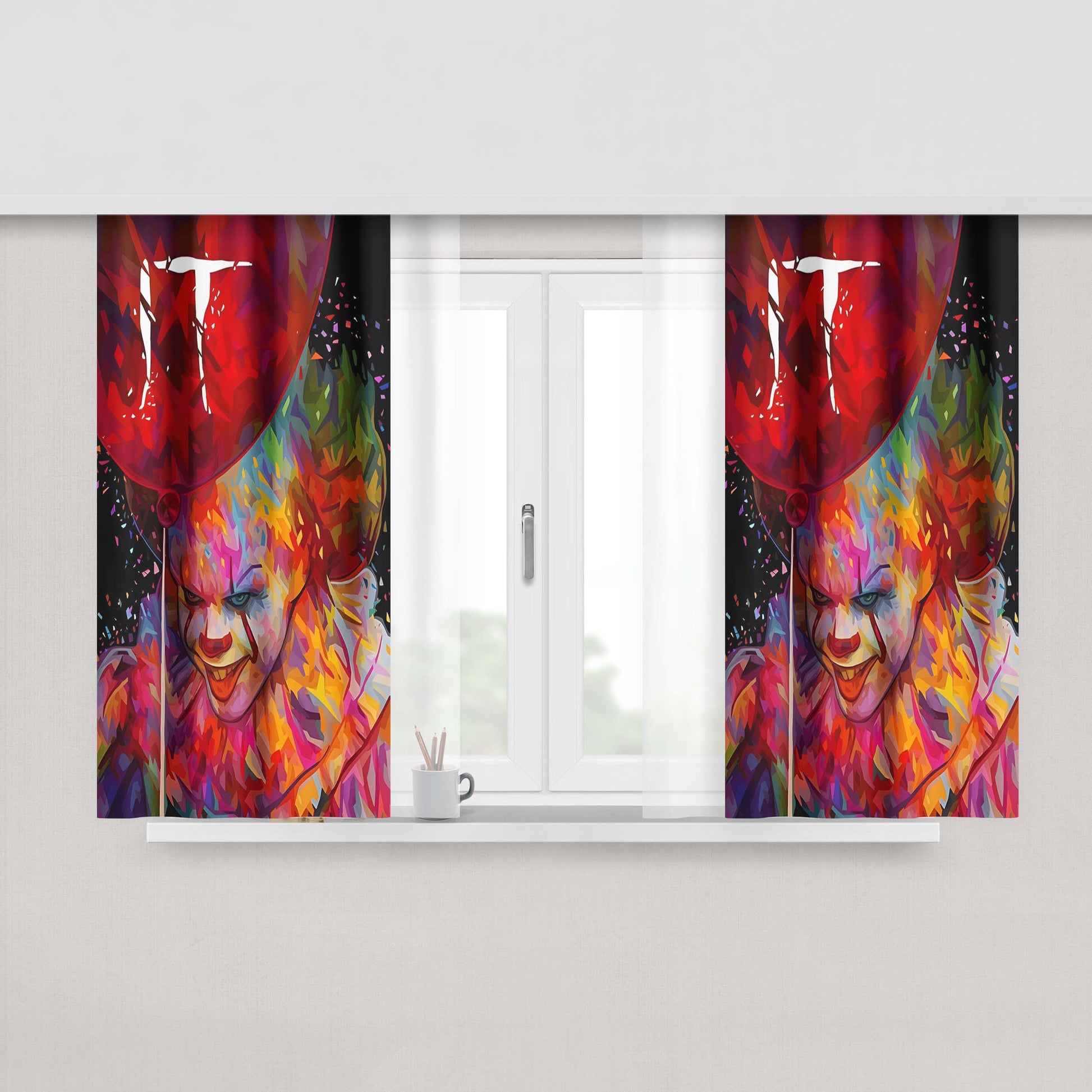 It Clown Pennywise Balloon 2 Peach Skin Window Curtains