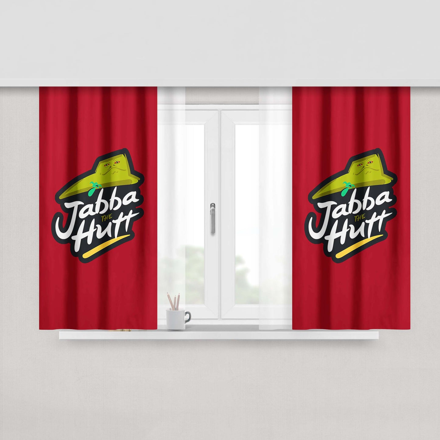 Jabba The Hut Pizza Peach Skin Window Curtains