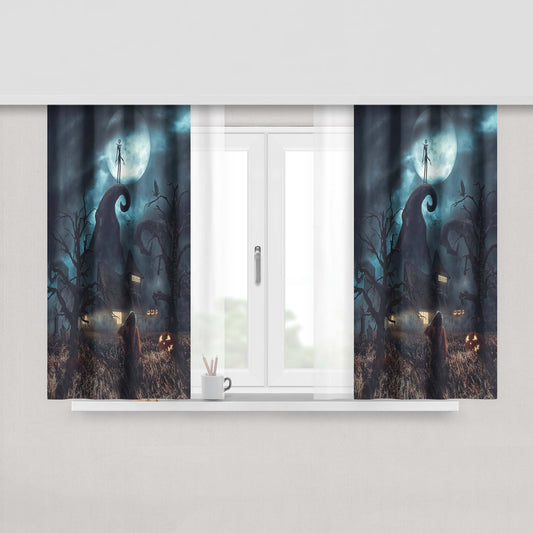 Jack Skellington Halloween Wallpaper Peach Skin Window Curtains
