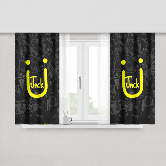 Jack U Logo Collage Peach Skin Window Curtains