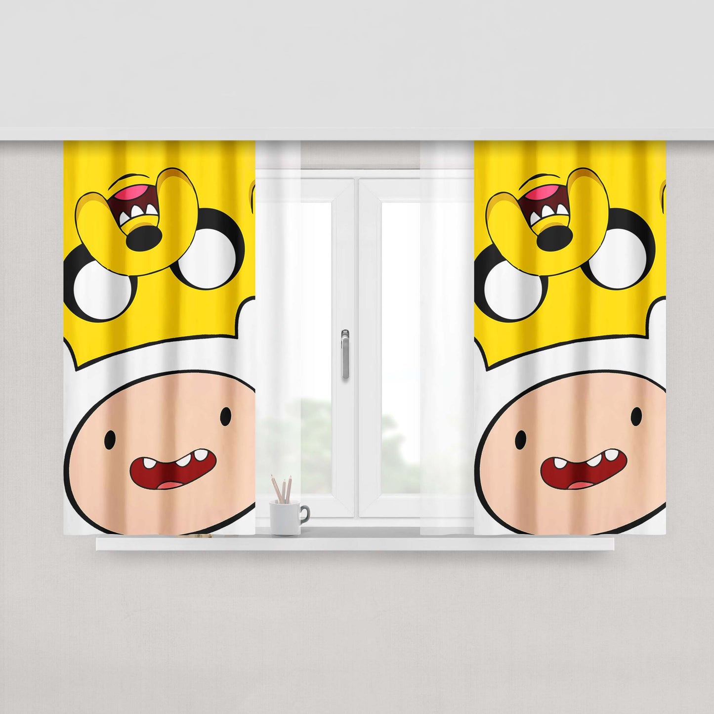 Jake And Finn Adventure Time Peach Skin Window Curtains