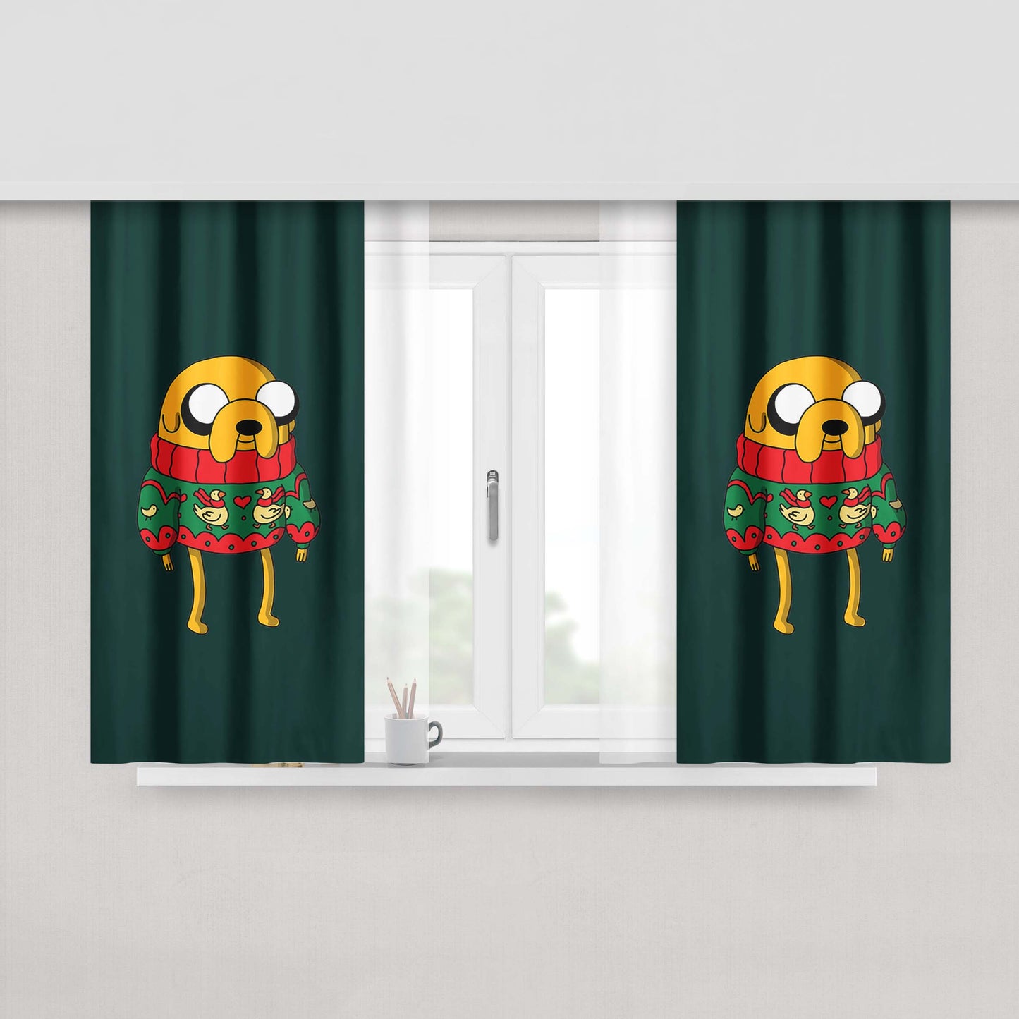 Jake Christmas Jumper Peach Skin Window Curtains