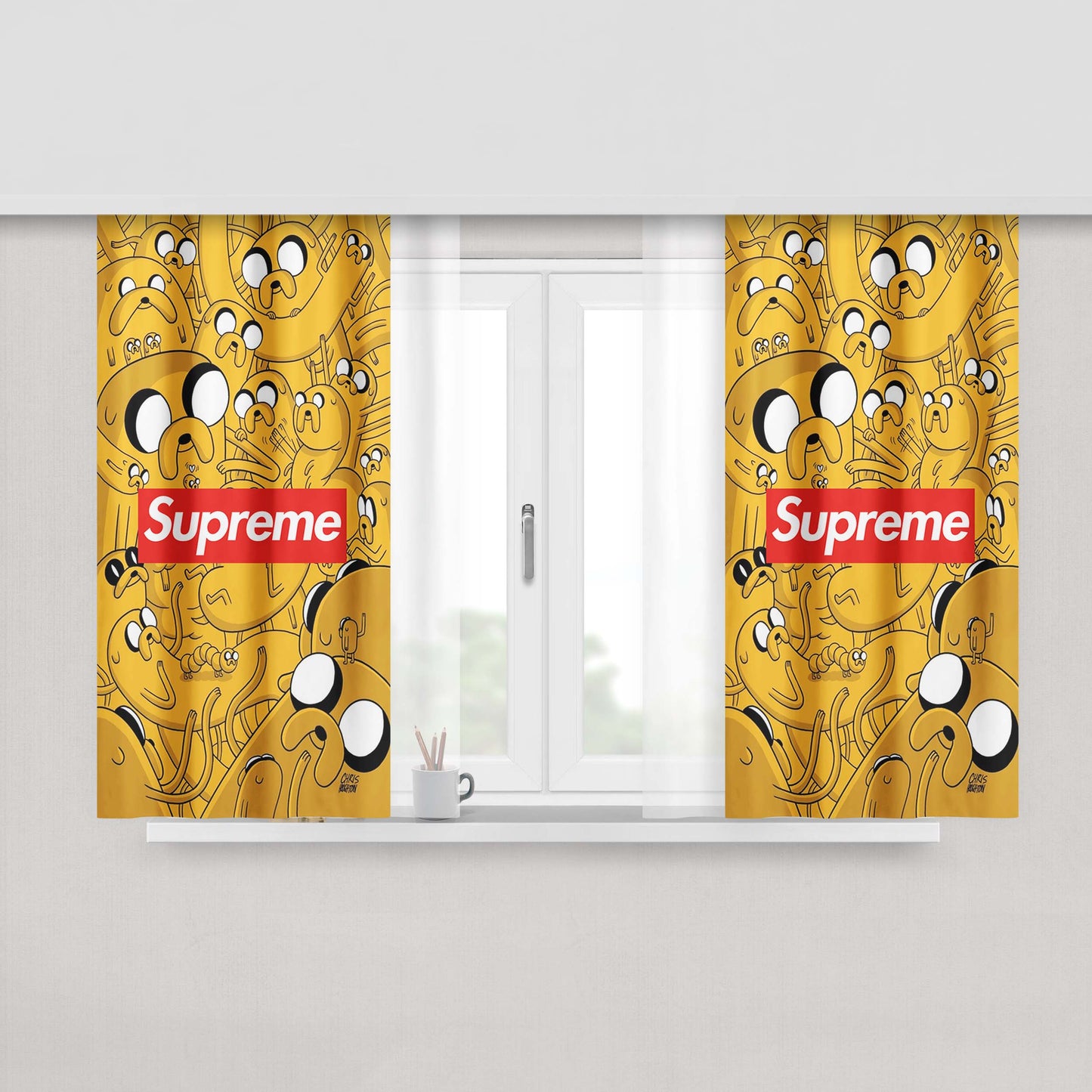 Jake The Dog And Finn The Human Adventure Time Peach Skin Window Curtains