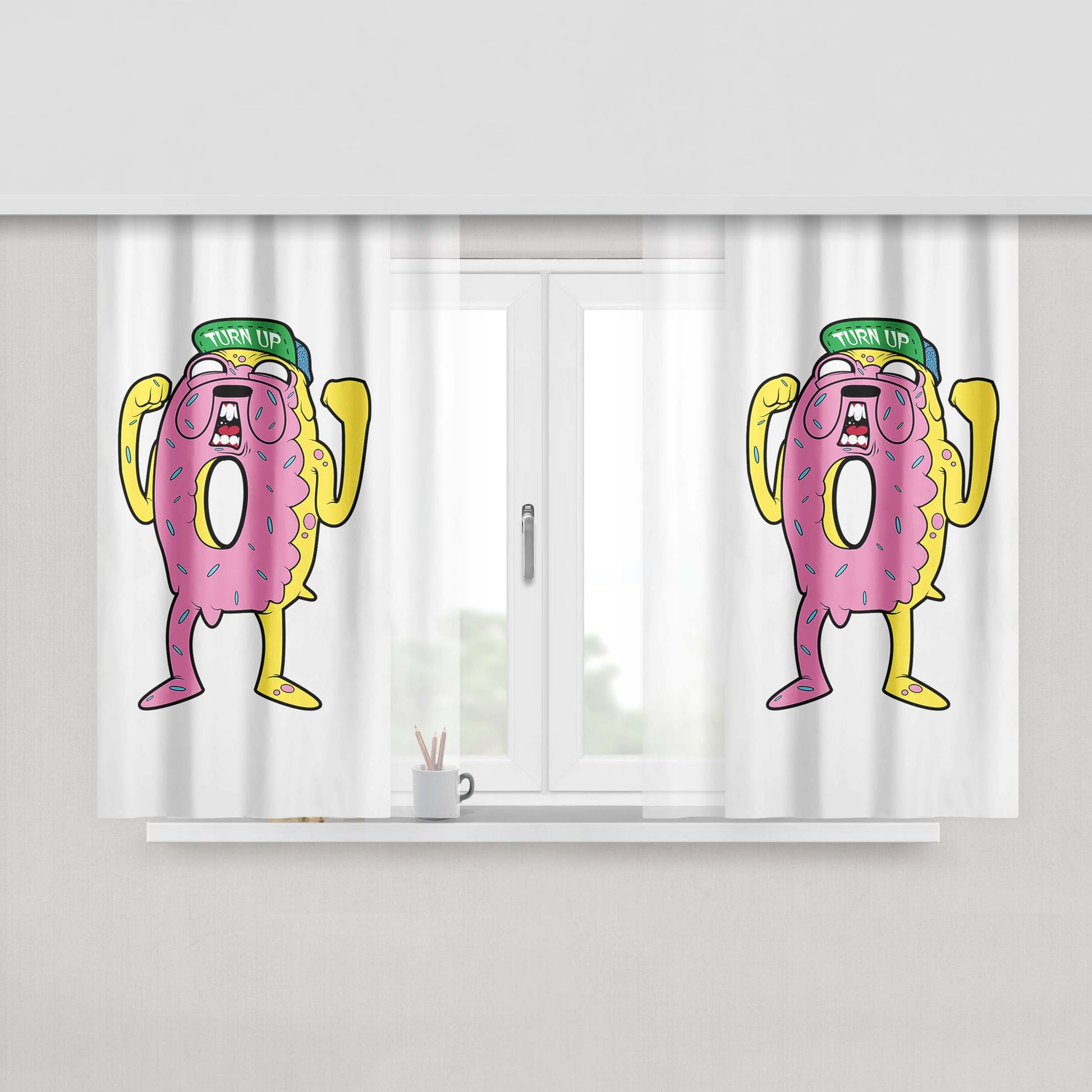 Jake Turned Up Peach Skin Window Curtains