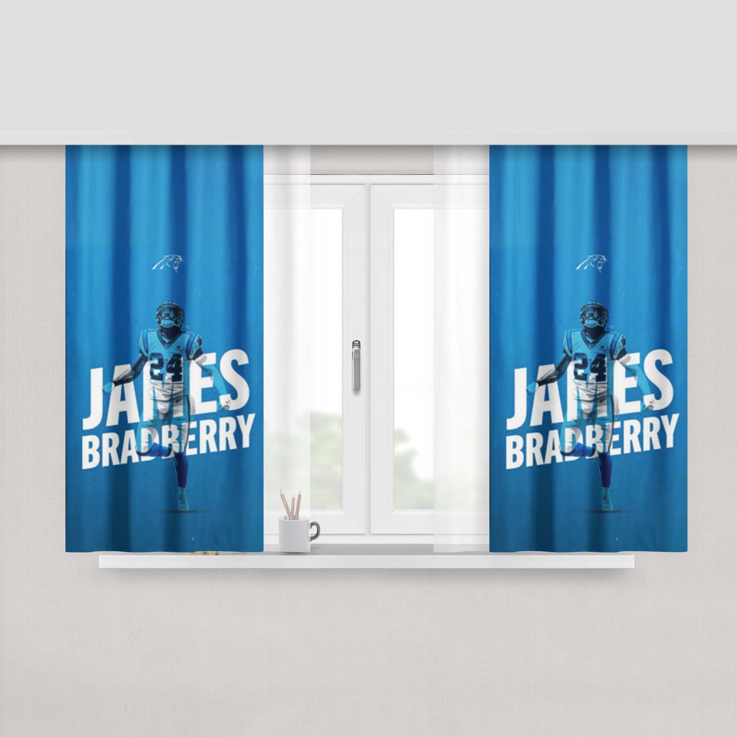 James Bradberry Carolina Panthers Peach Skin Window Curtains