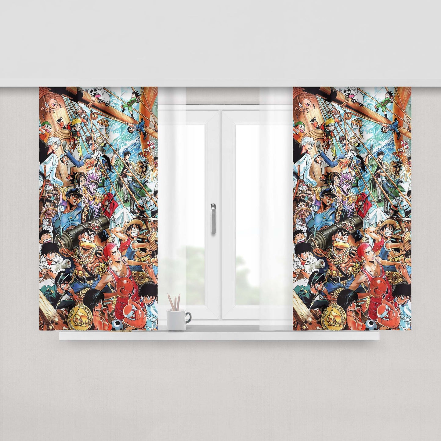 Japan Comic Anime All Character Collage Peach Skin Window Curtains