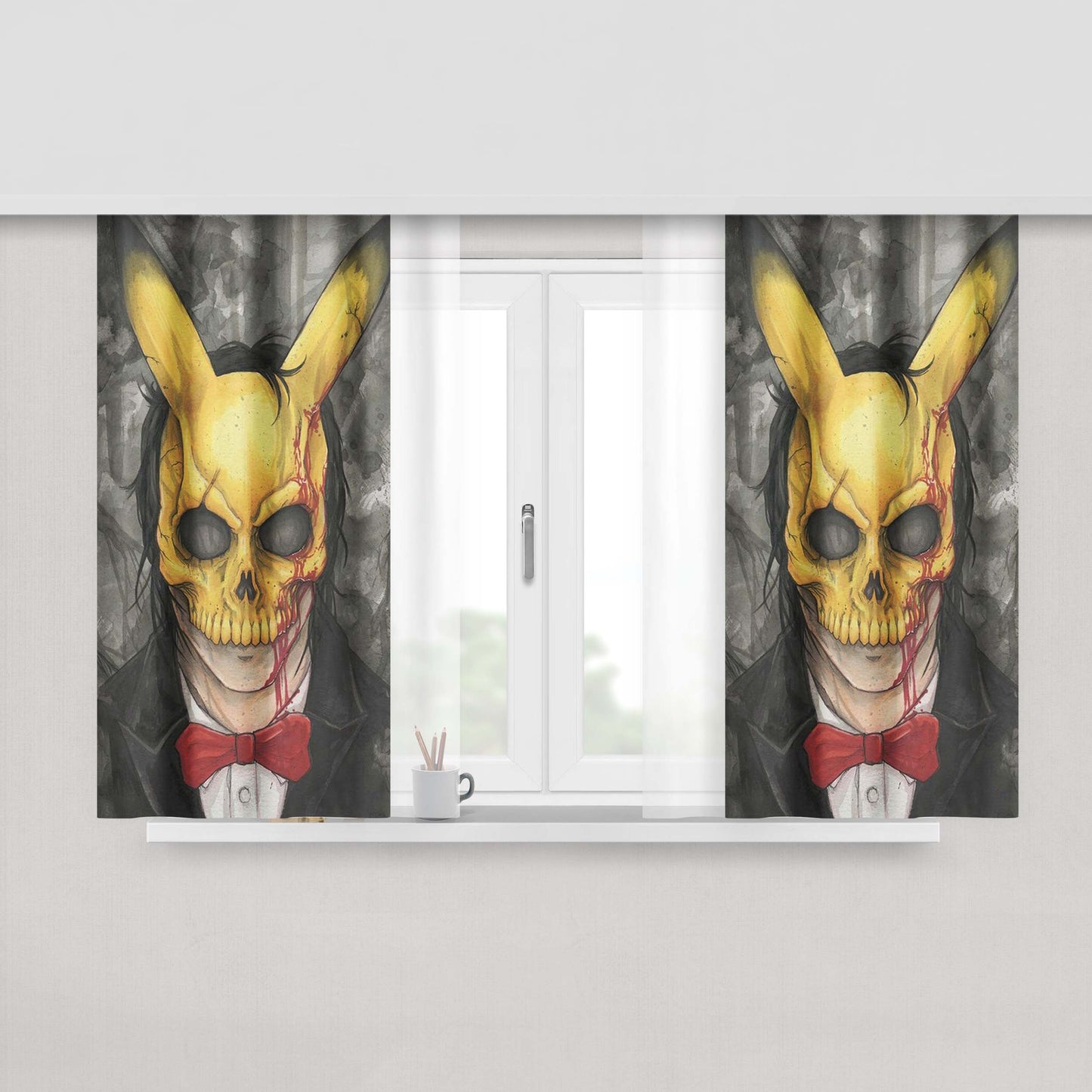 Jeff The Killer Pikachu Peach Skin Window Curtains