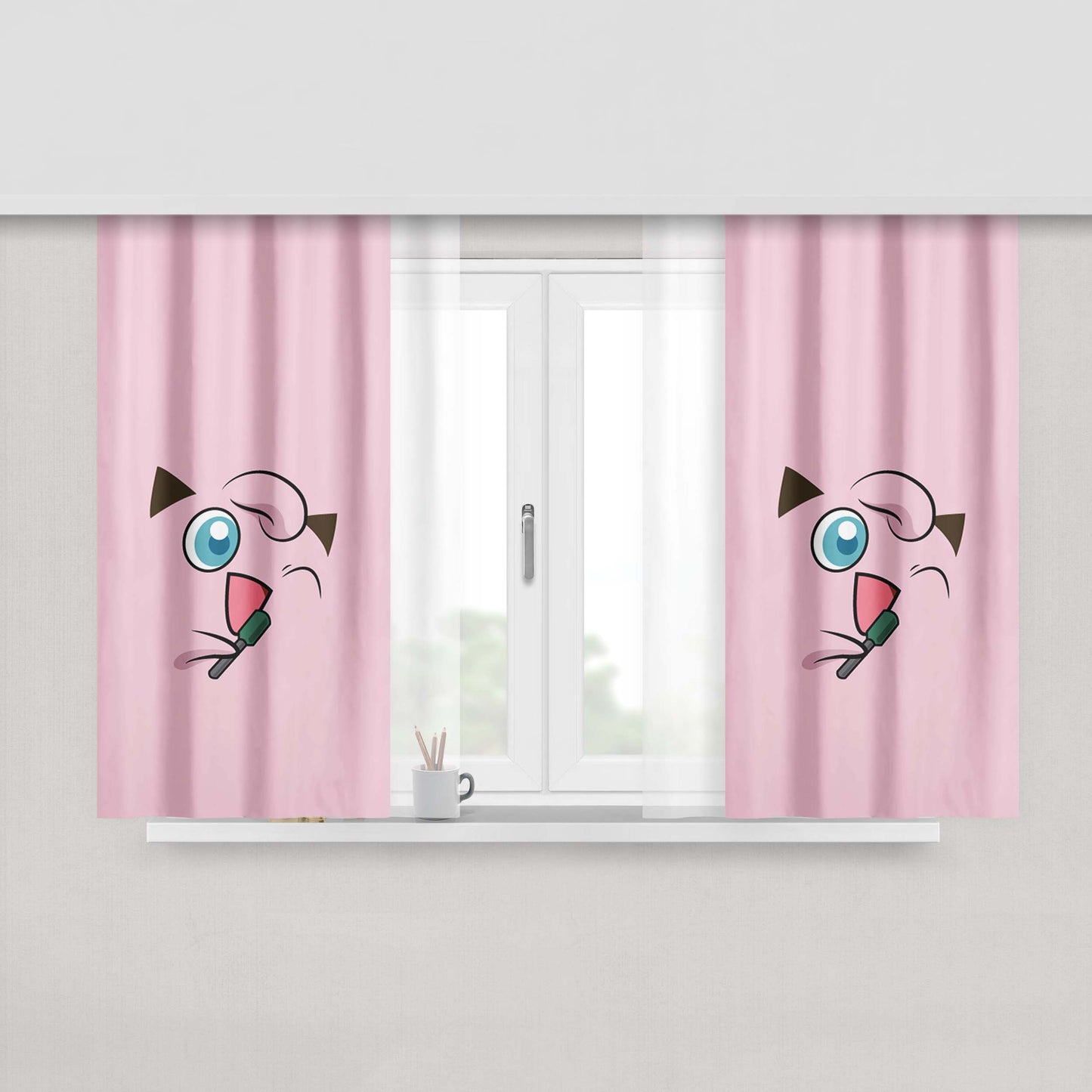 Jigglypuff Pokemon Peach Skin Window Curtains