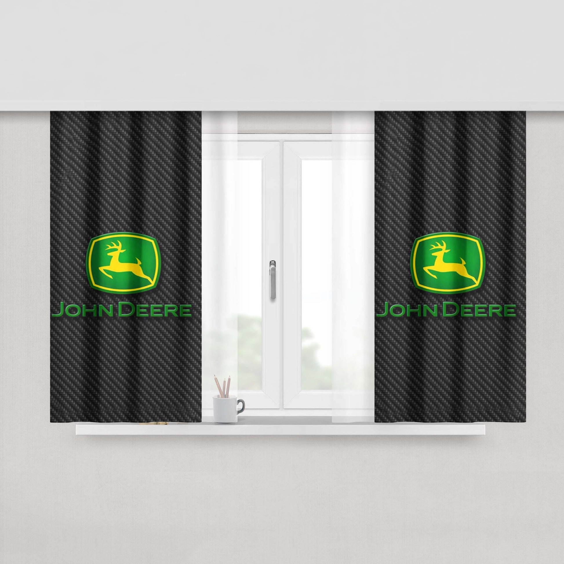 John Deere Logo Peach Skin Window Curtains