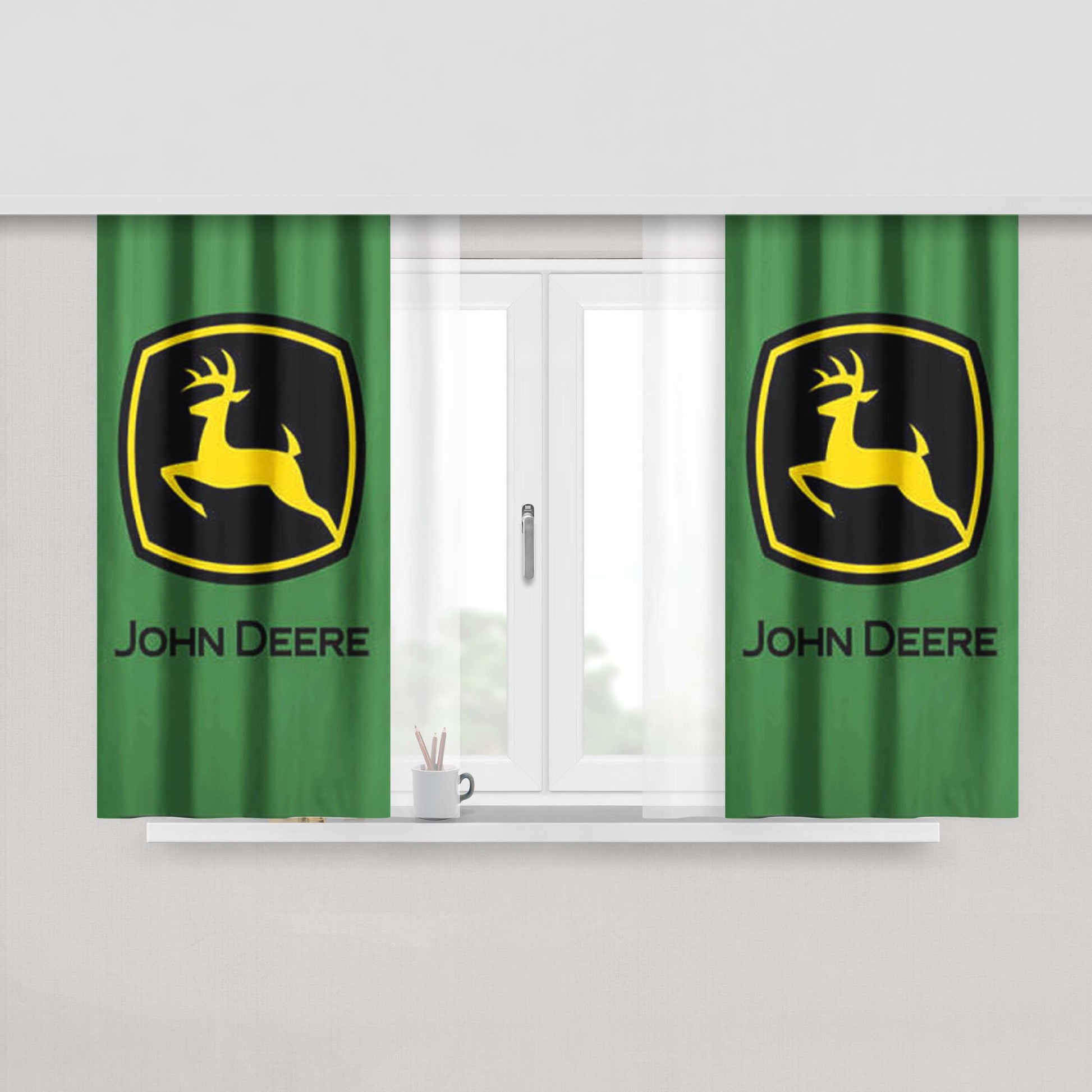 John Deere Minimalist Logo Peach Skin Window Curtains