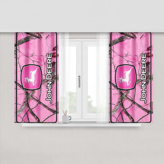 John Deere Pink Camo Peach Skin Window Curtains