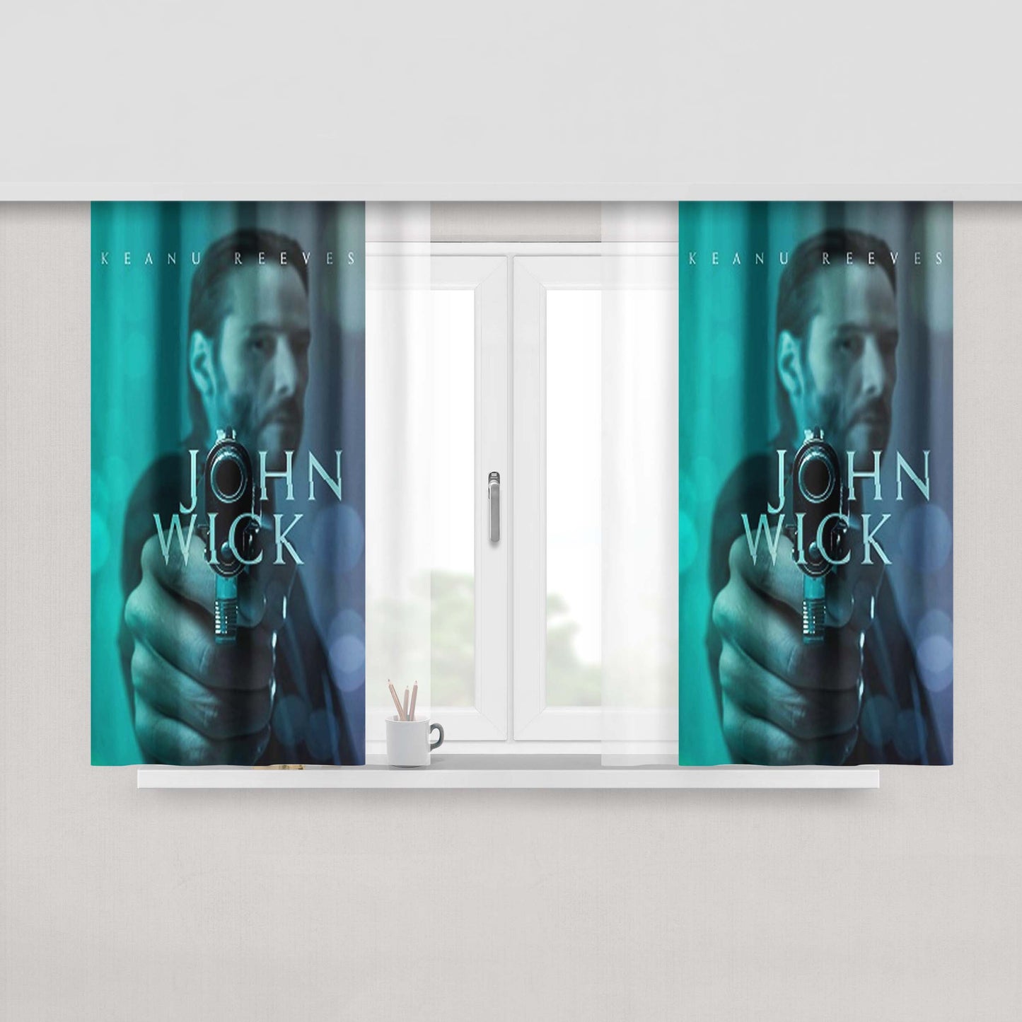 John Wick Keanu Reeves Peach Skin Window Curtains