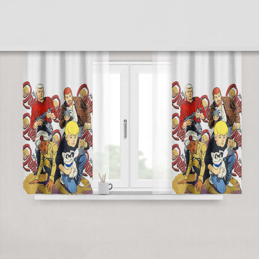 Jonny Quest Vintage Comic Noise Peach Skin Window Curtains