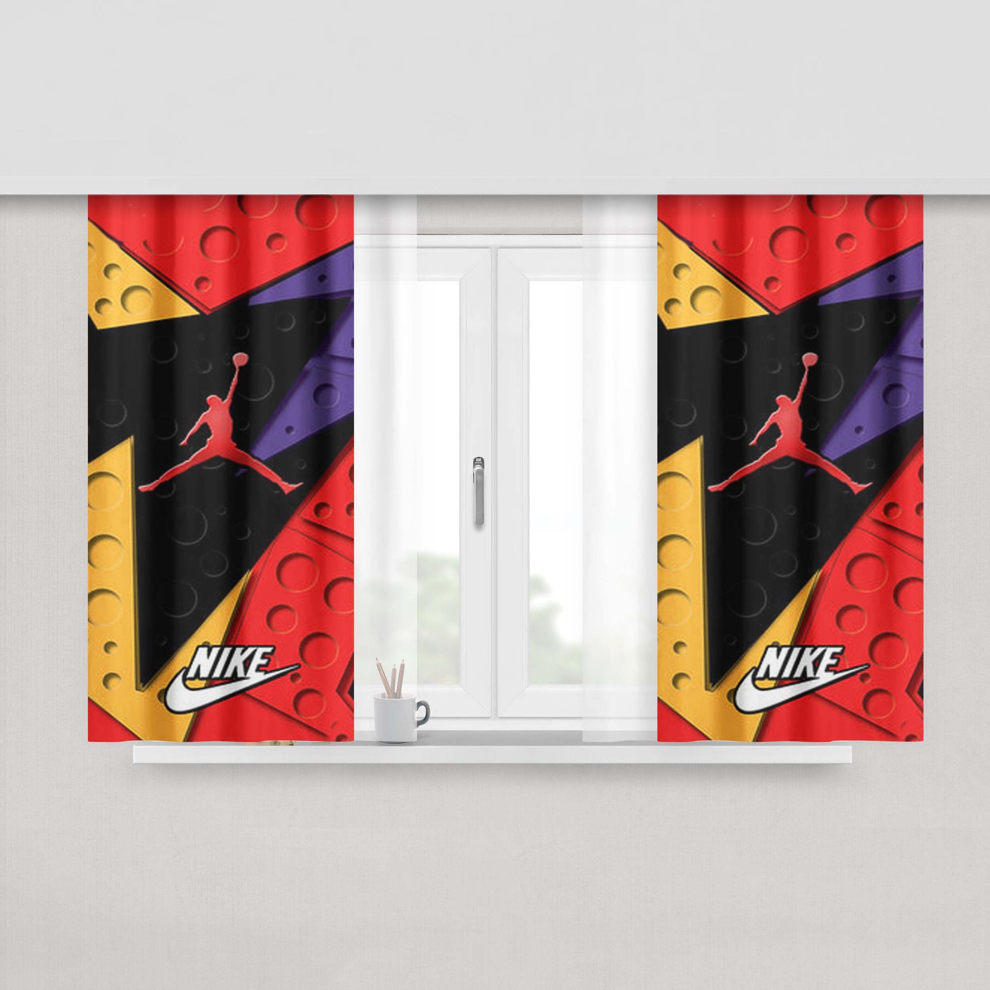Jordan Basketbal Peach Skin Window Curtains