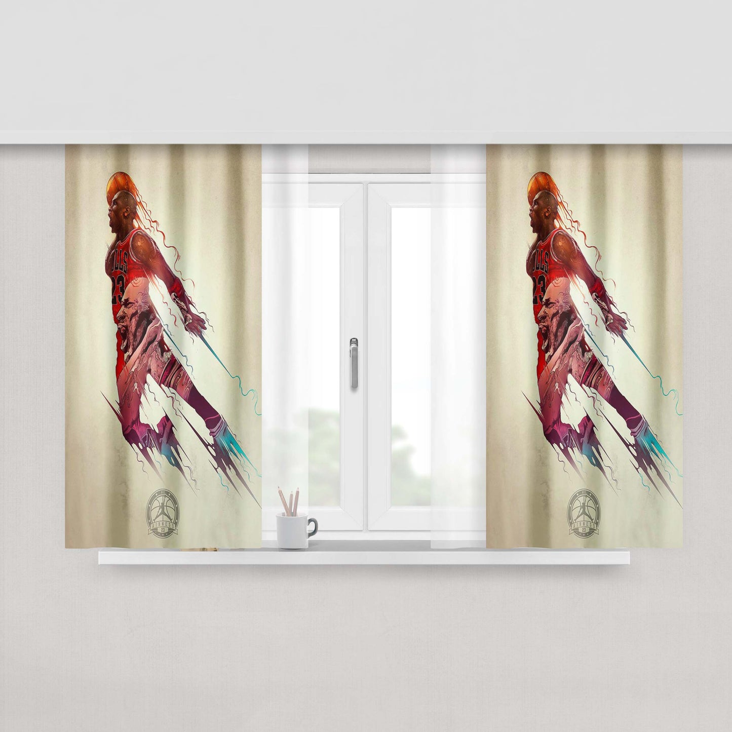 Jordan Bulls 23 Peach Skin Window Curtains