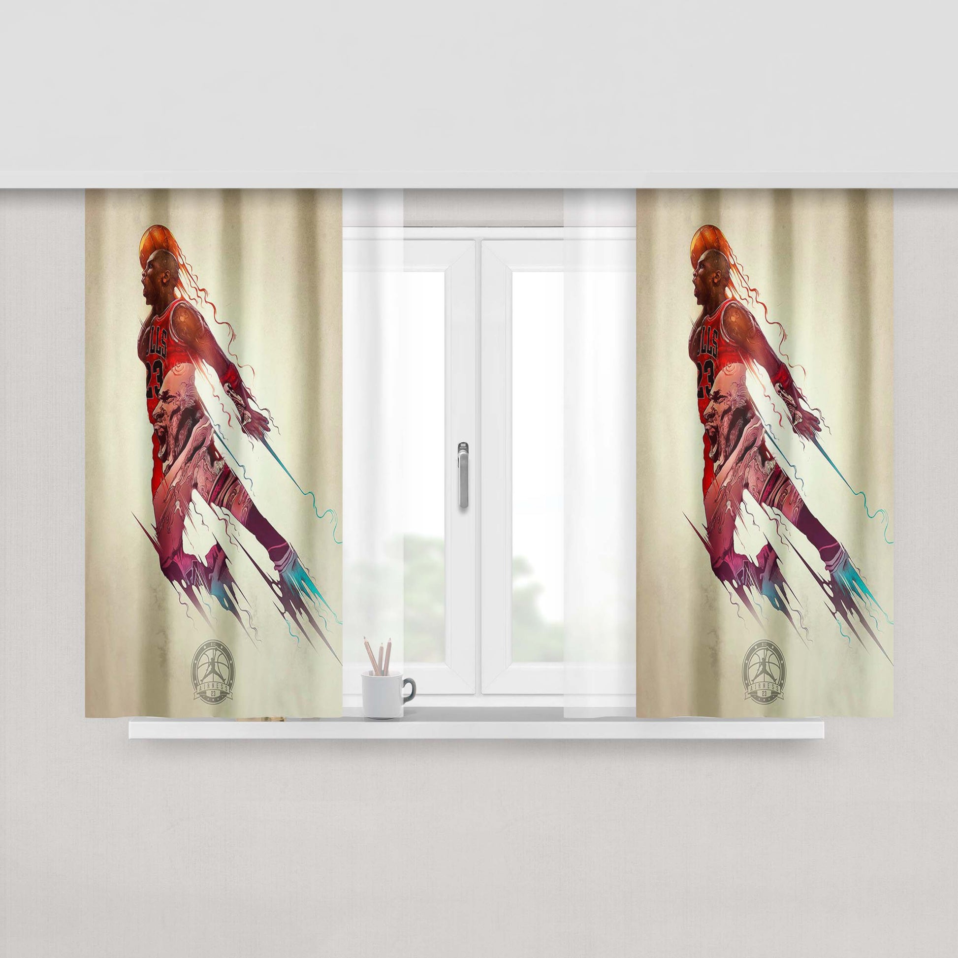 Jordan Bulls 23 Peach Skin Window Curtains
