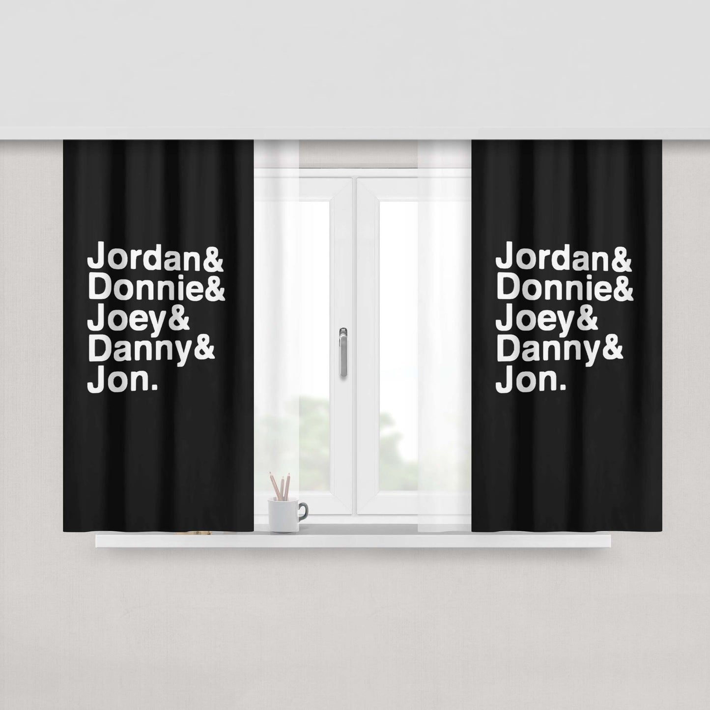 Jordan Knight Donnie Wahlberg Boy Band Fandom Nkotb Peach Skin Window Curtains