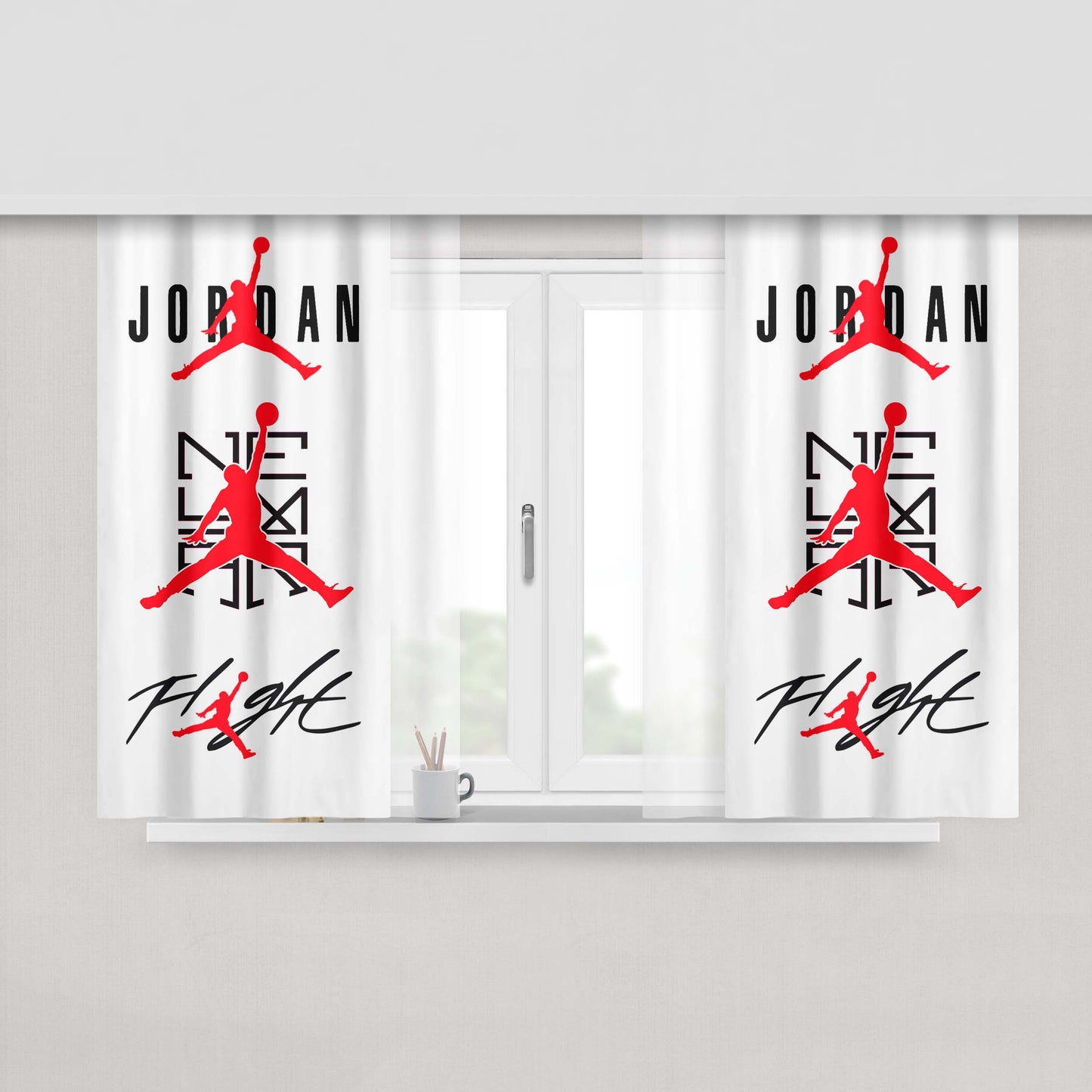 Jordan Logo Peach Skin Window Curtains