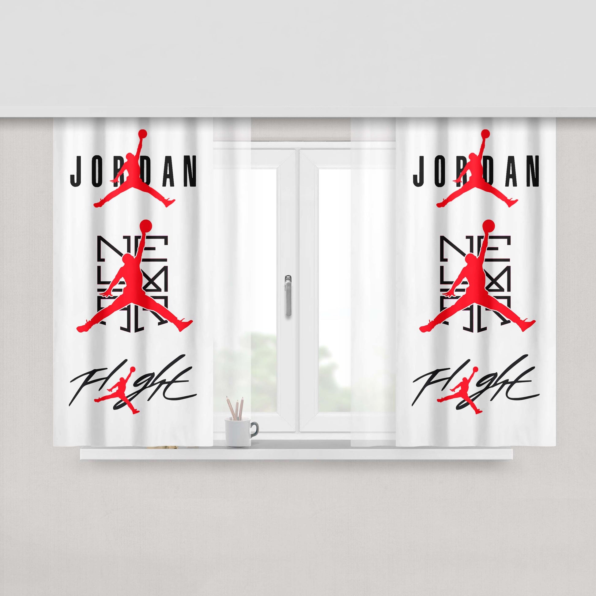 Jordan Logo Peach Skin Window Curtains