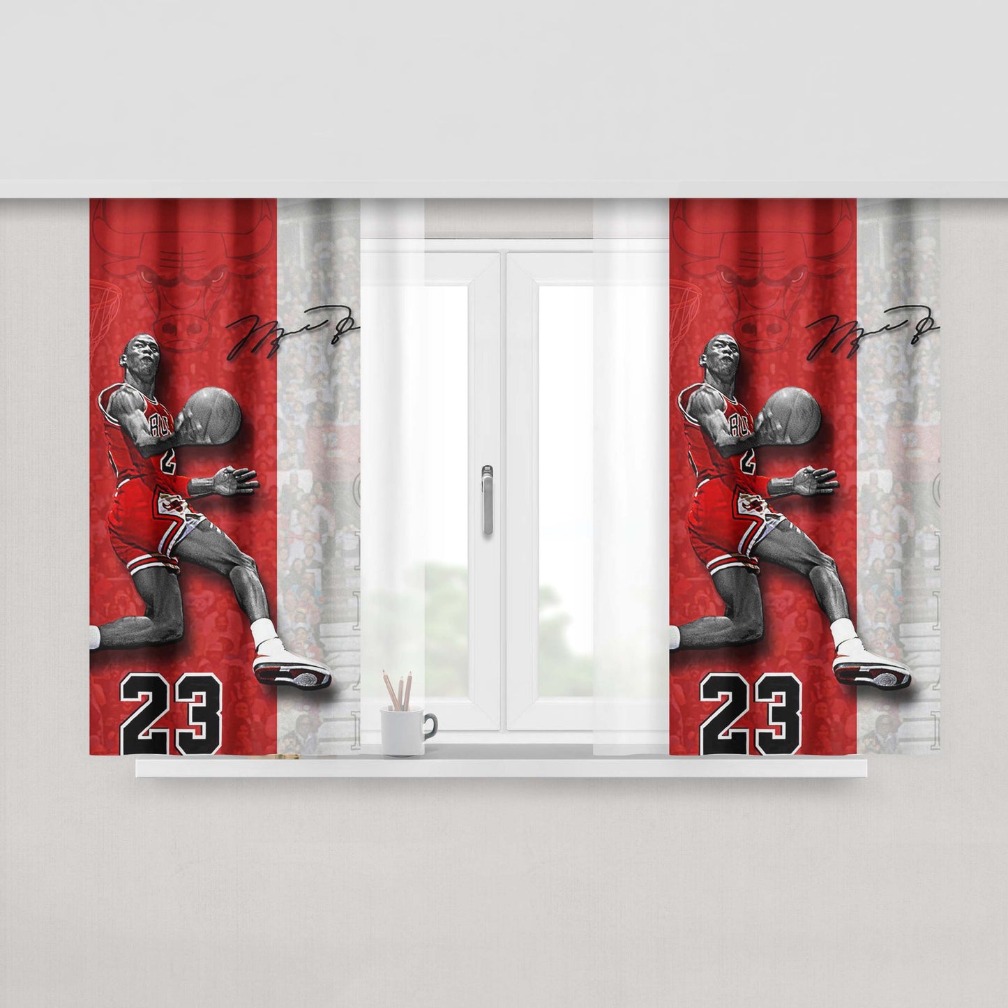 Jordan Player Nba 23 Peach Skin Window Curtains