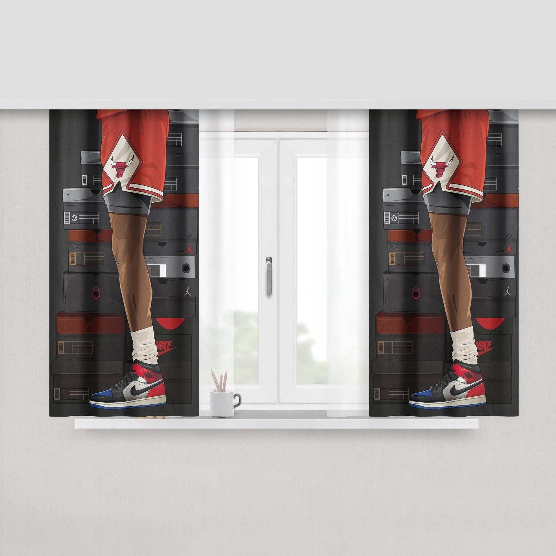 Jordan Sneaker Collection Illustration Peach Skin Window Curtains