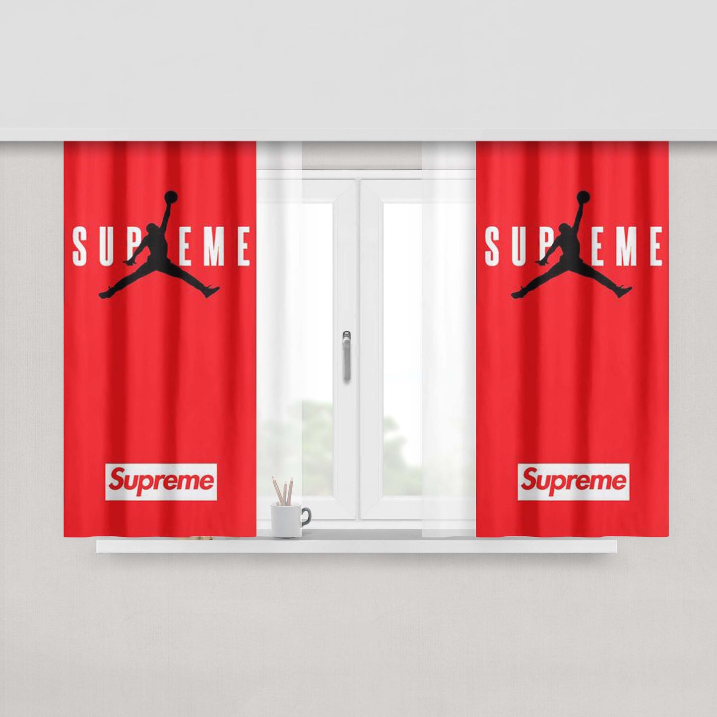 Jordan Supreme Red Peach Skin Window Curtains