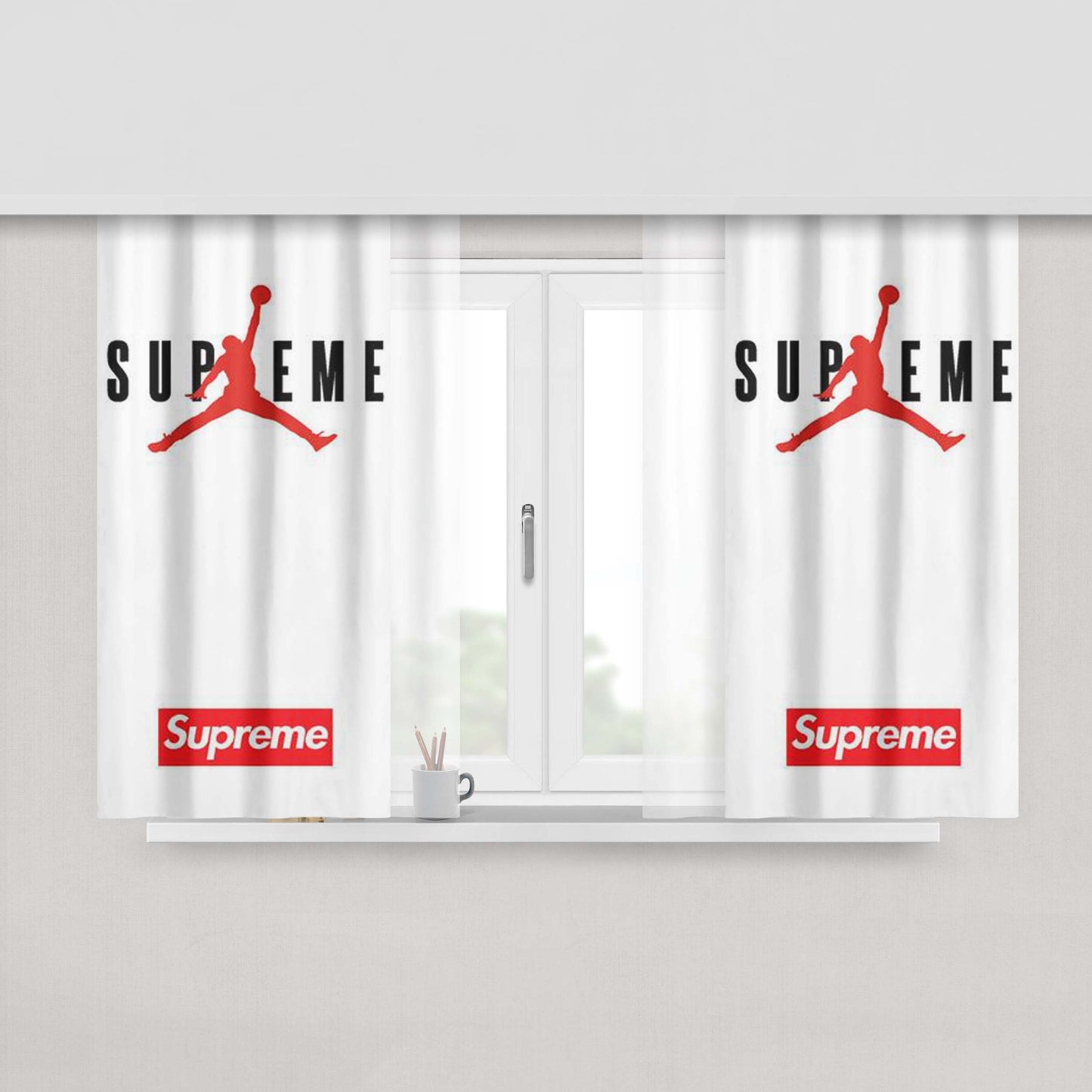 Jordan Supreme White Peach Skin Window Curtains