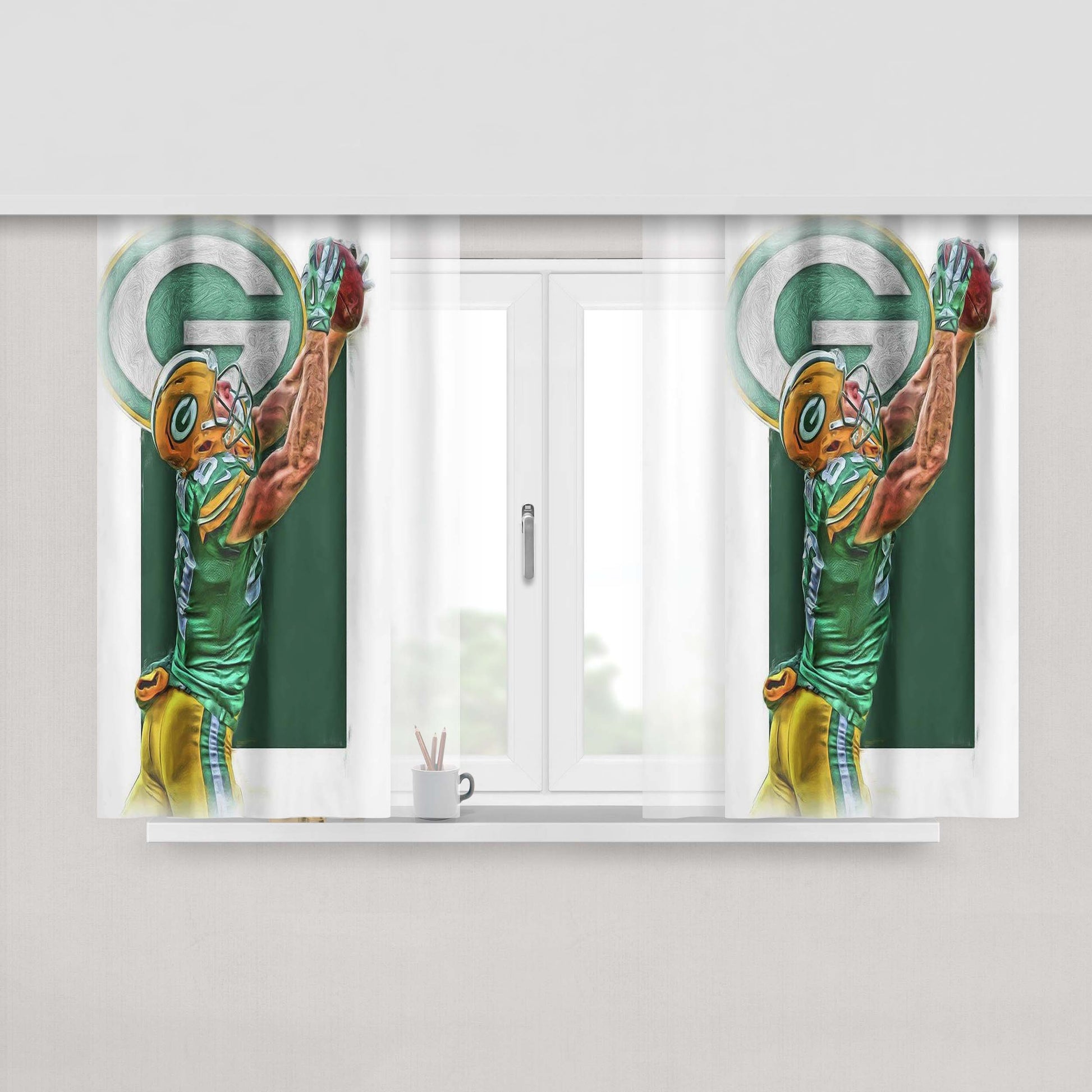 Jordy Nelson Green Bay Packers Oil Art Peach Skin Window Curtains