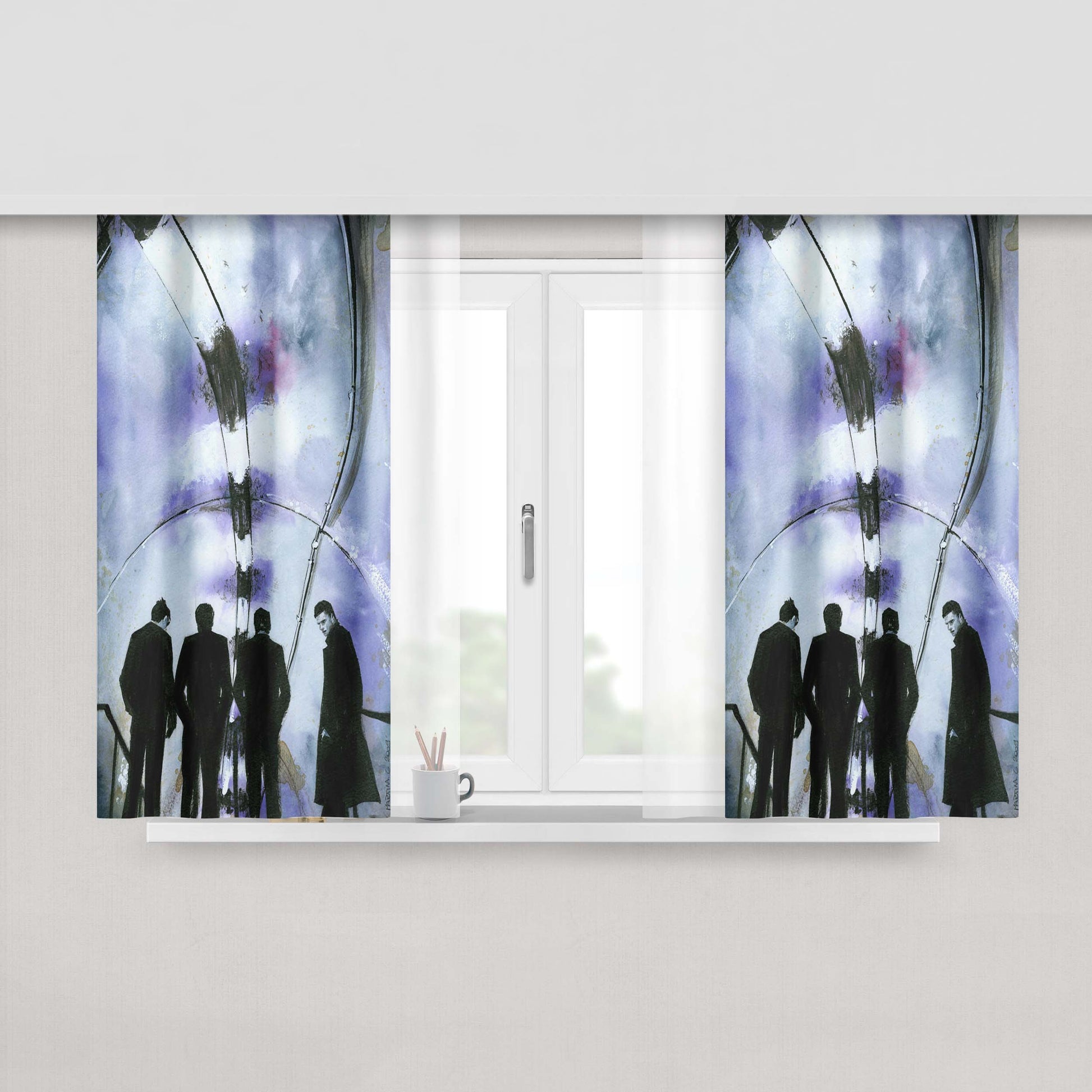 Joy Division Art Watercolor Peach Skin Window Curtains