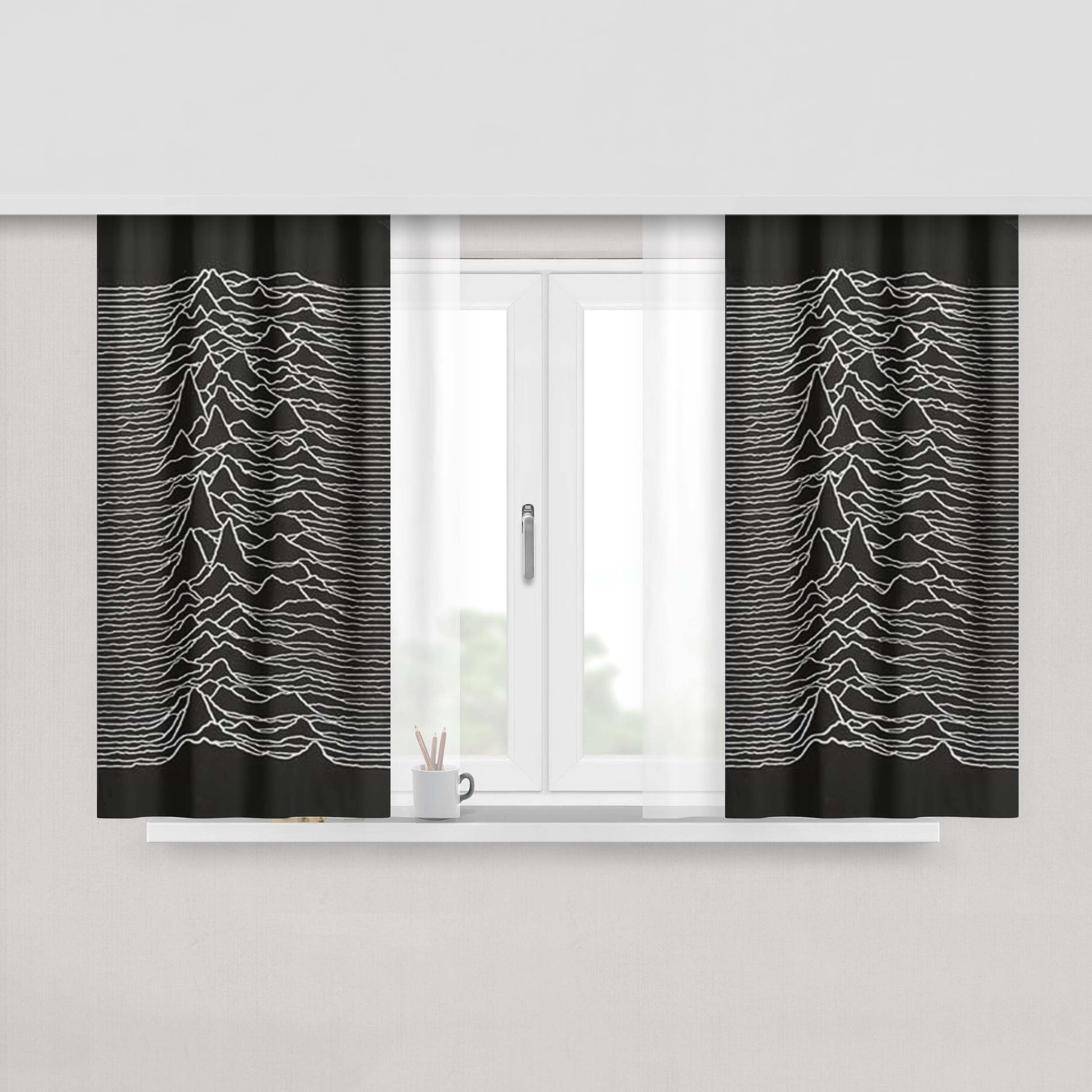 Joy Division Unknown Pleasures Peach Skin Window Curtains
